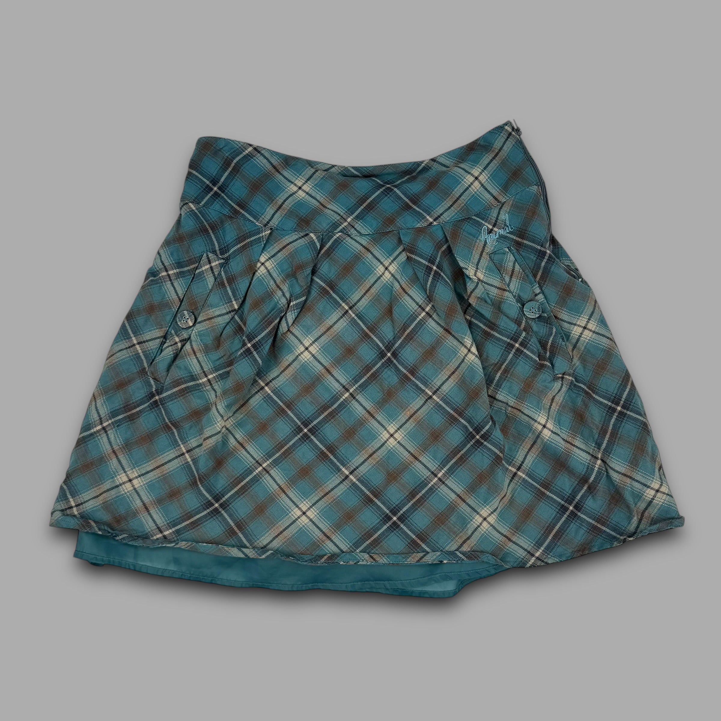 Animal 2000's plaid a-line pleated skirt with pockets (M) wms