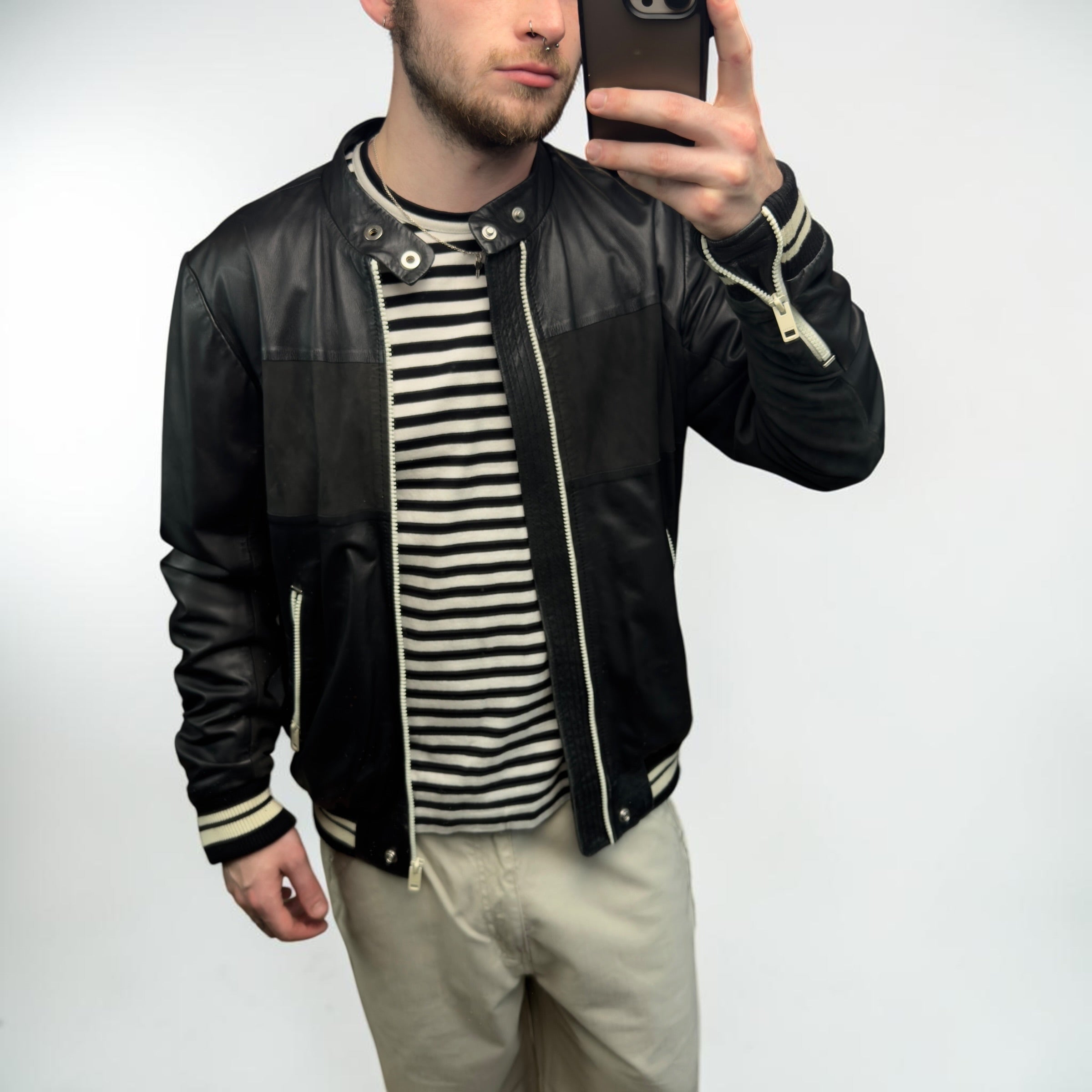 Diesel 2000's lamb skin leather zip up jacket (S)