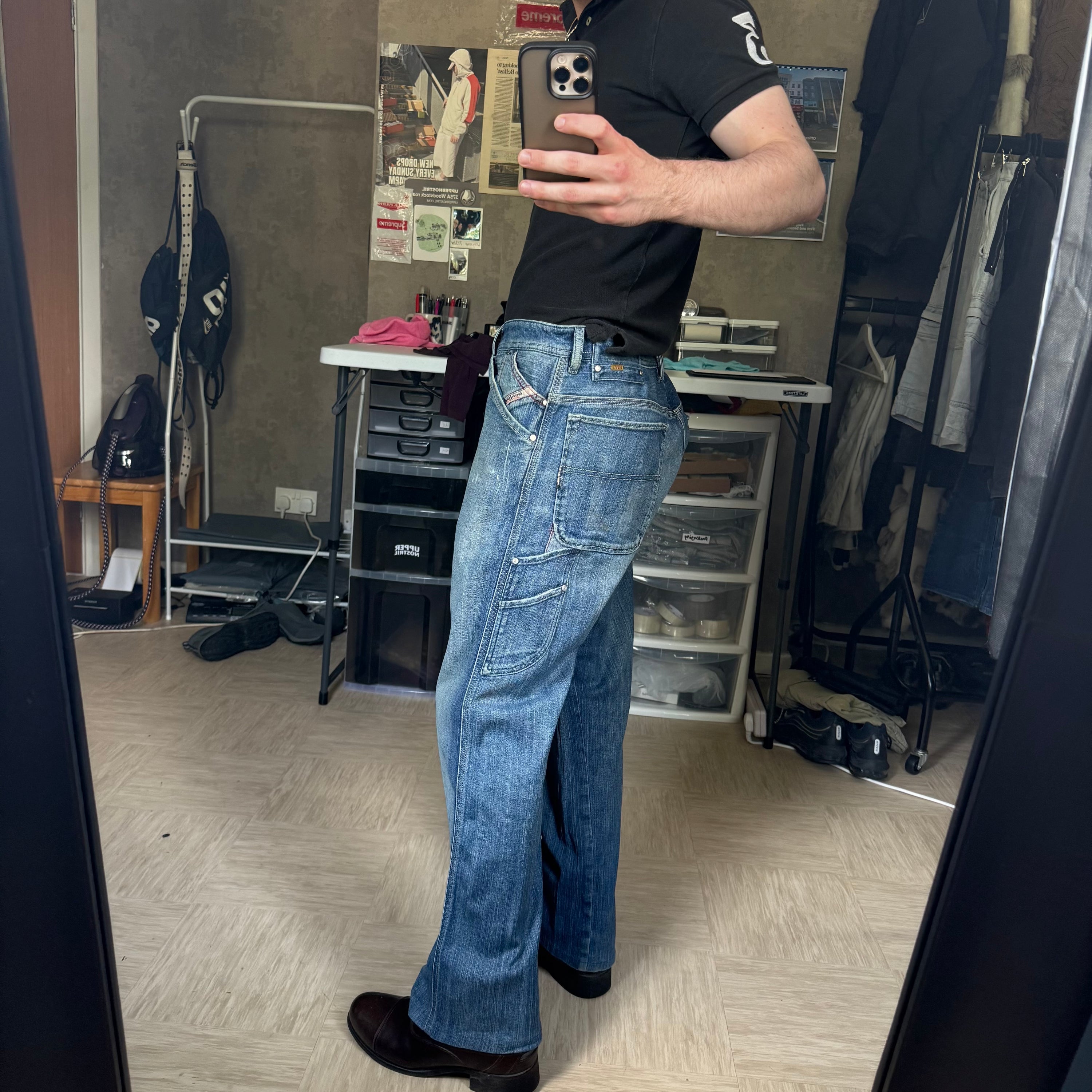Diesel braddo 2000's loose fit denim carpenter jeans (M-L)