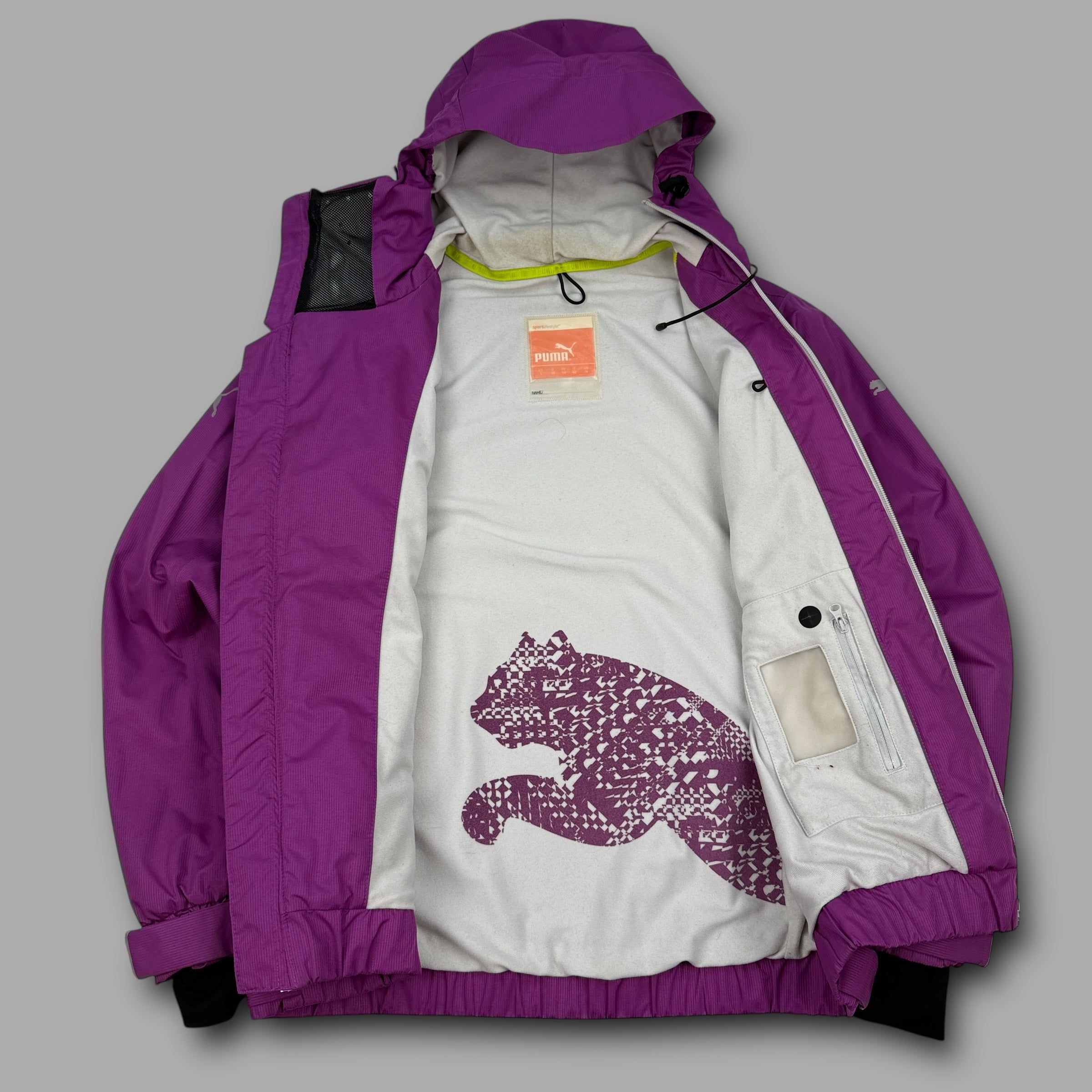 Puma 2000's technical asymmetrical zip softshell balaclava jacket (M) wms