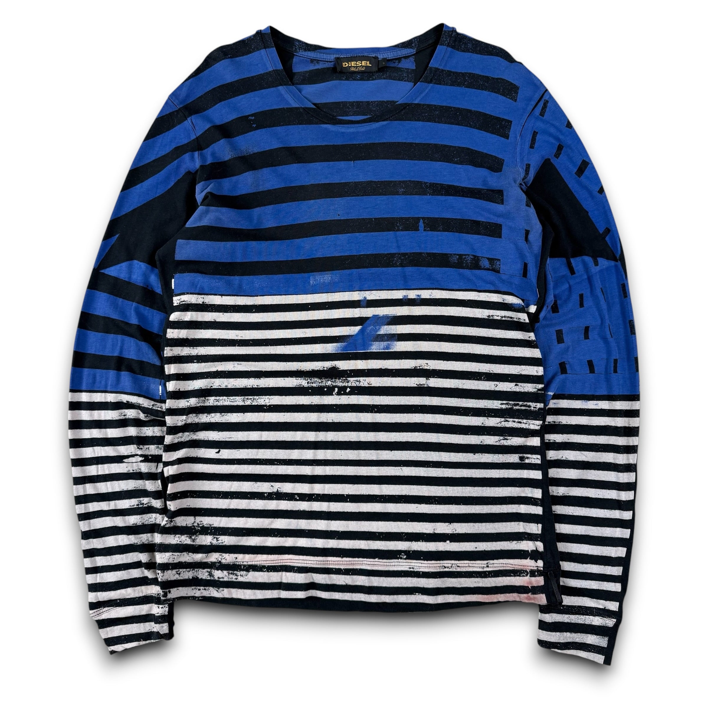 Diesel black label 2000's horizontal stripe fitted long sleeve (S)