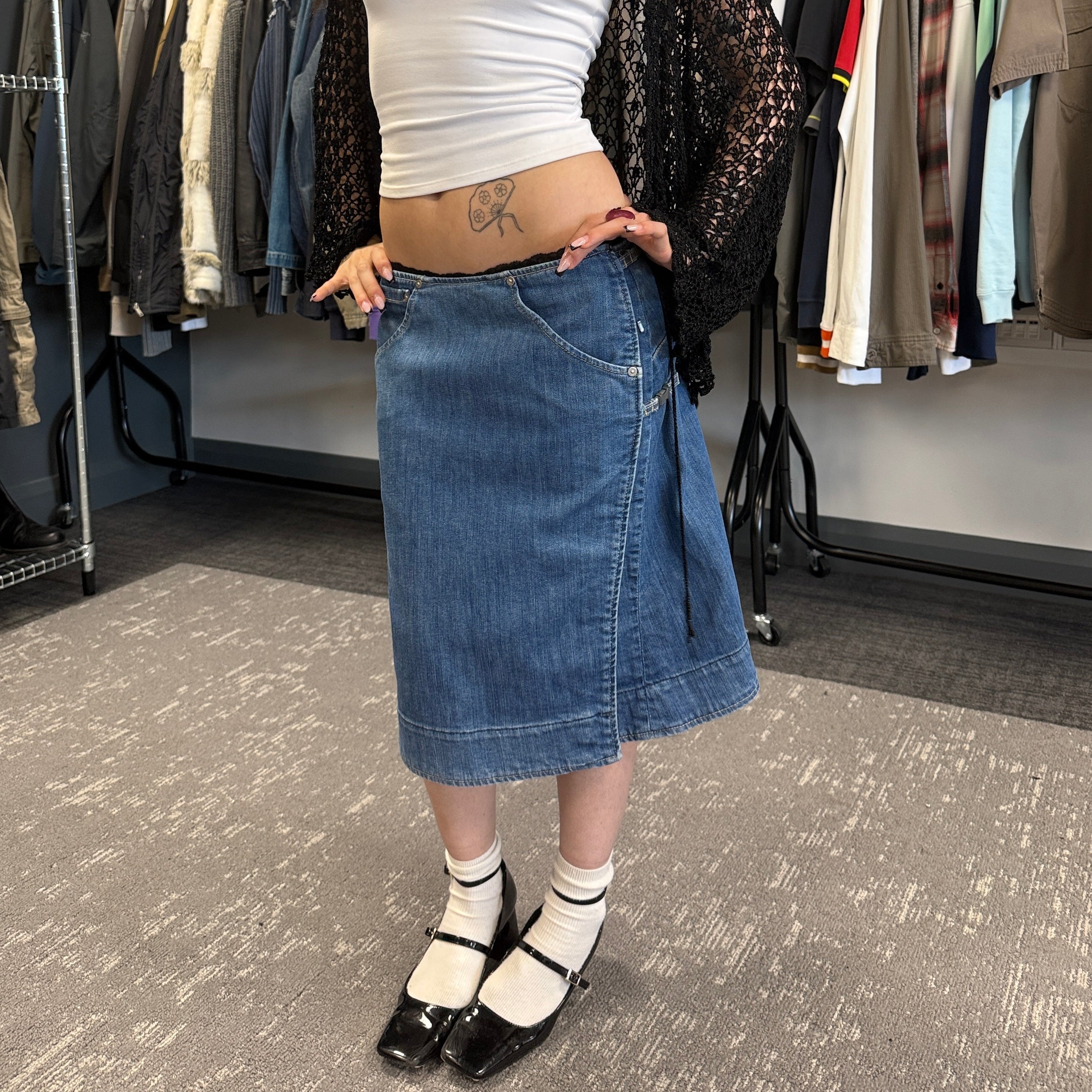 Levi's engineered 2000's technical denim wrap skirt (S)