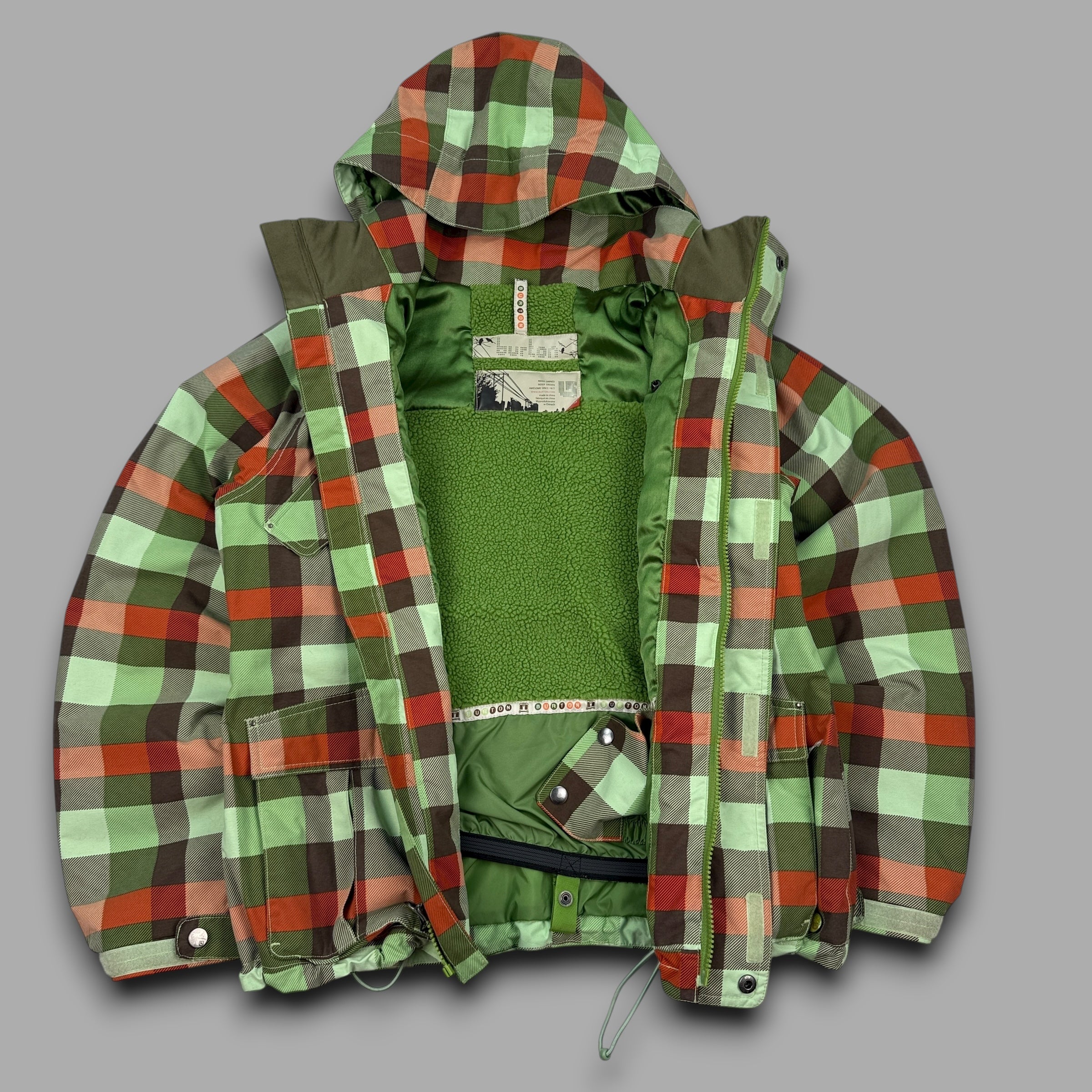 Burton 2000's technical plaid multi-pocket softshell ski jacket (M)