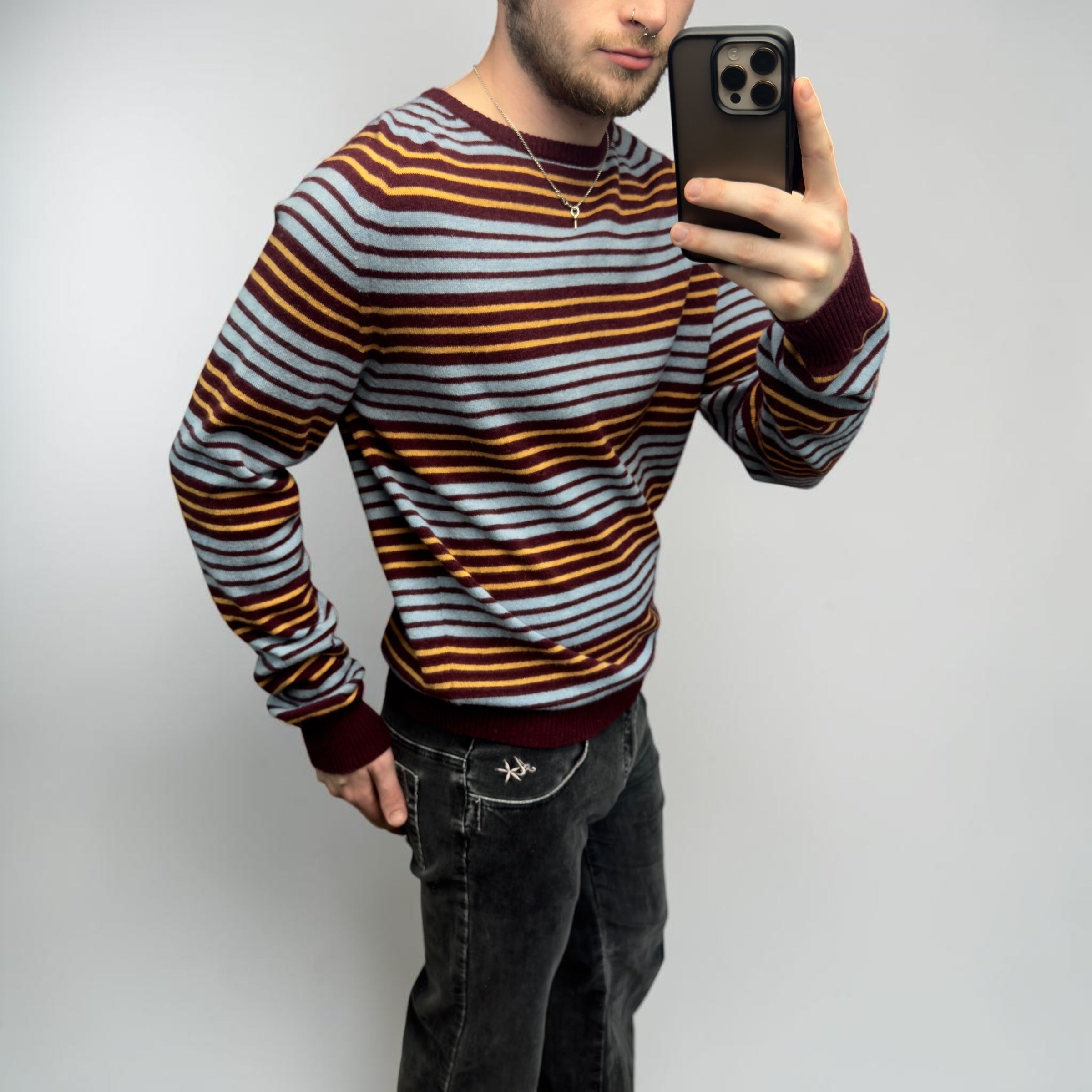Dolce and gabbana 2000's horizontal stripe wool knit pullover jumper (S)