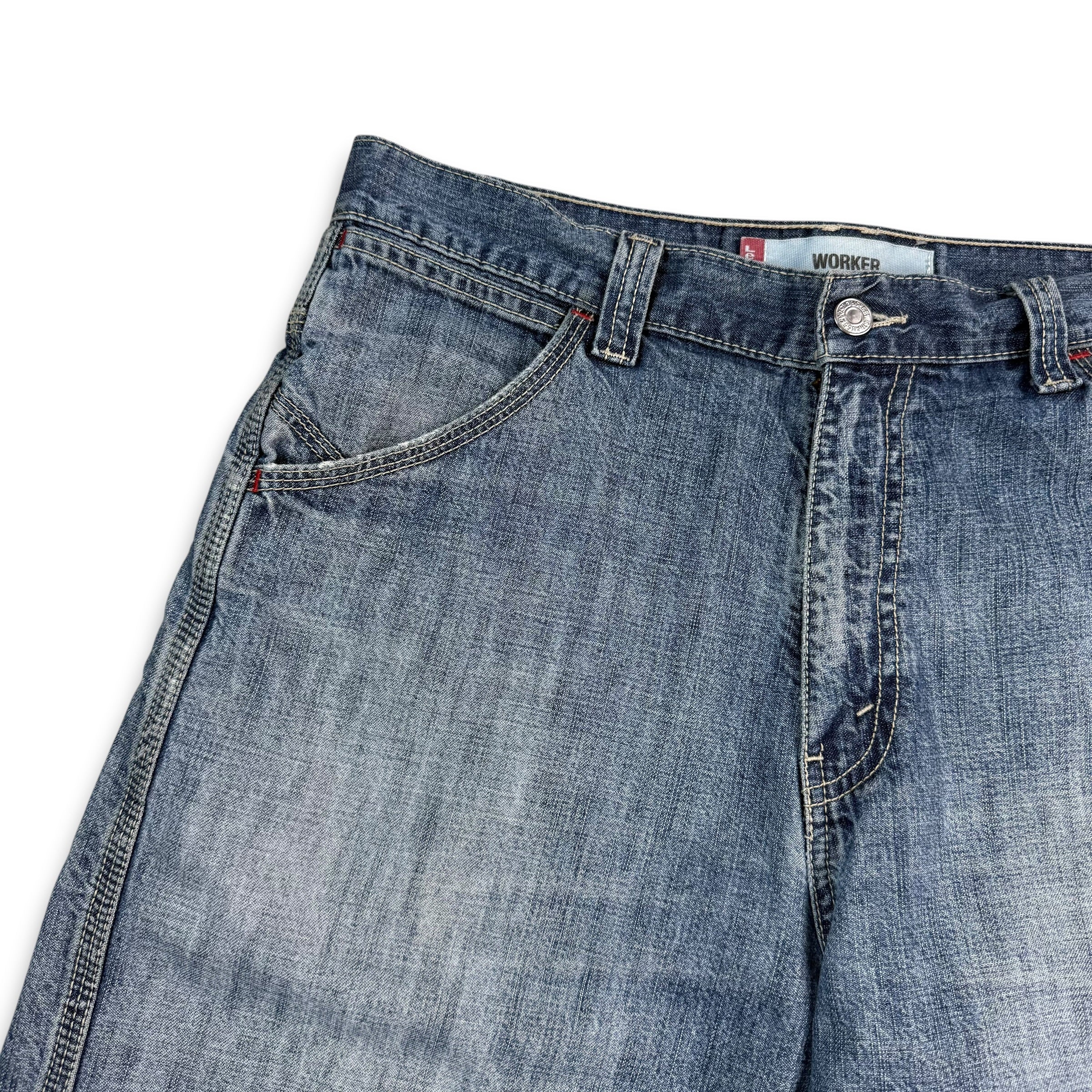 Levi's 2000's baggy faded denim contrast stitch worker shorts (S)