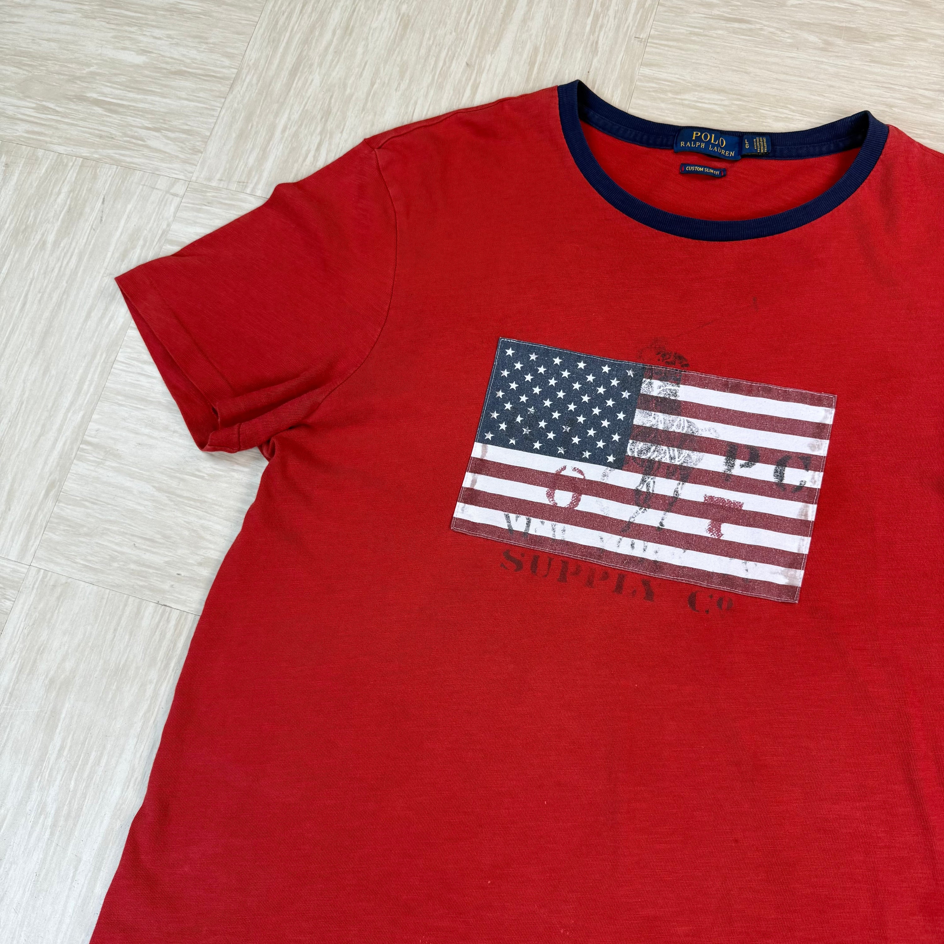 Ralph Lauren 2000's embroidered USA flag graphic tee (L)