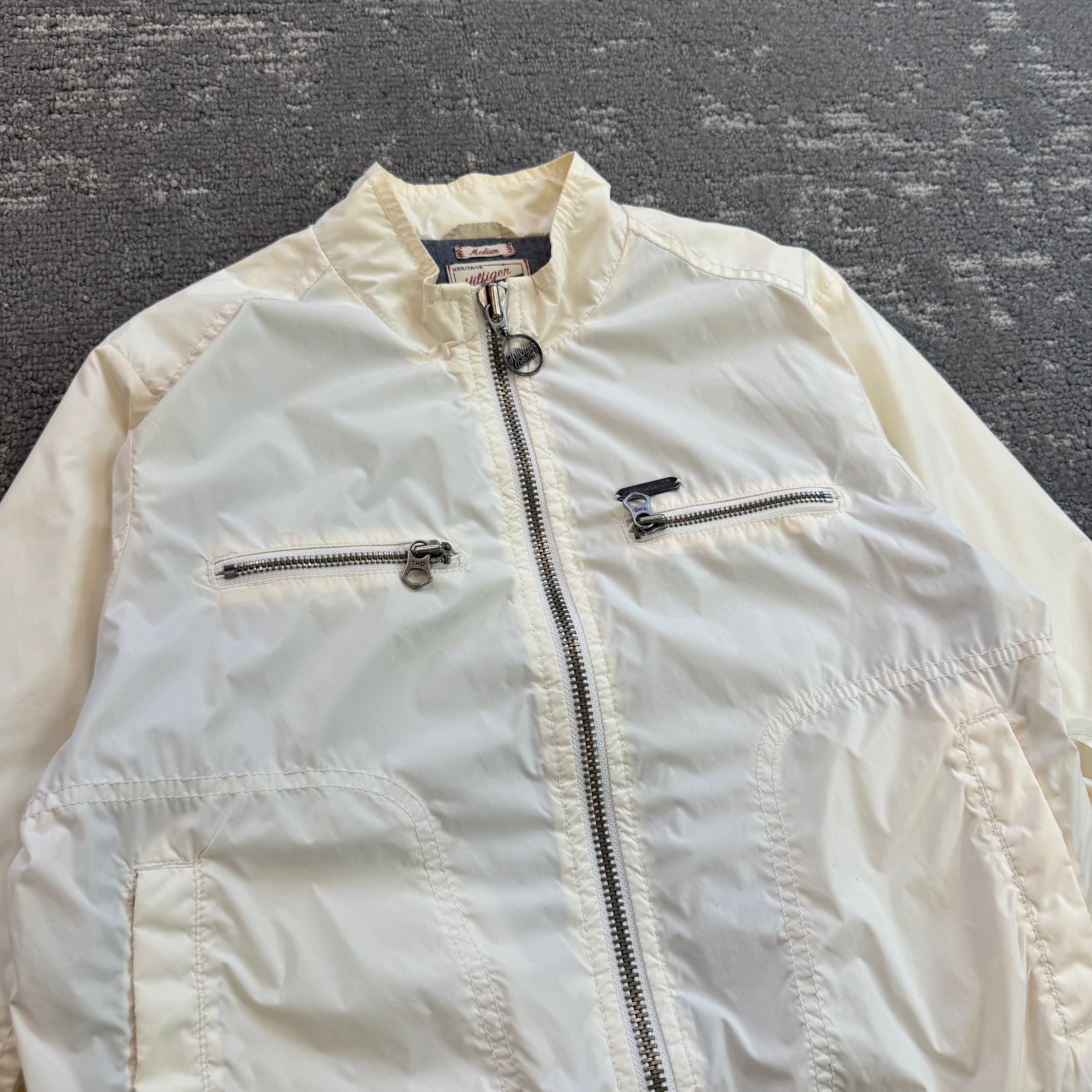 Tommy Hilfiger 2007 technical multi-pocket cropped embroidered nylon jacket (M) wms