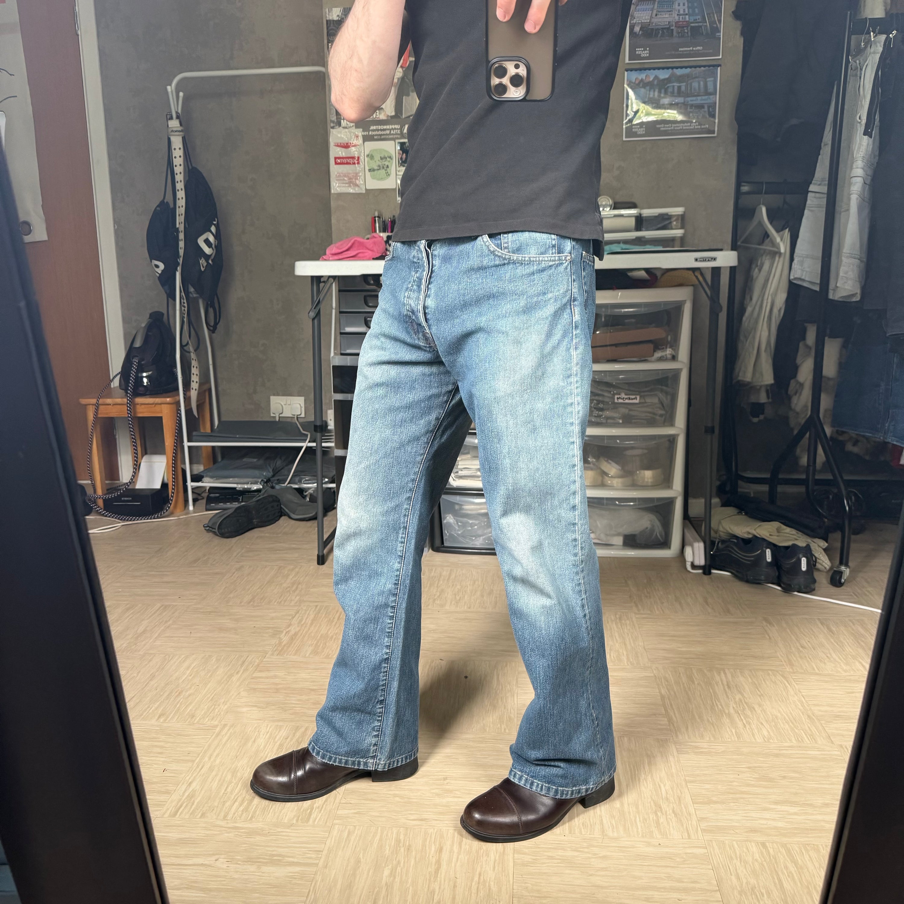 Firetrap black seal 2000's relaxed denim bootcut jeans (S)