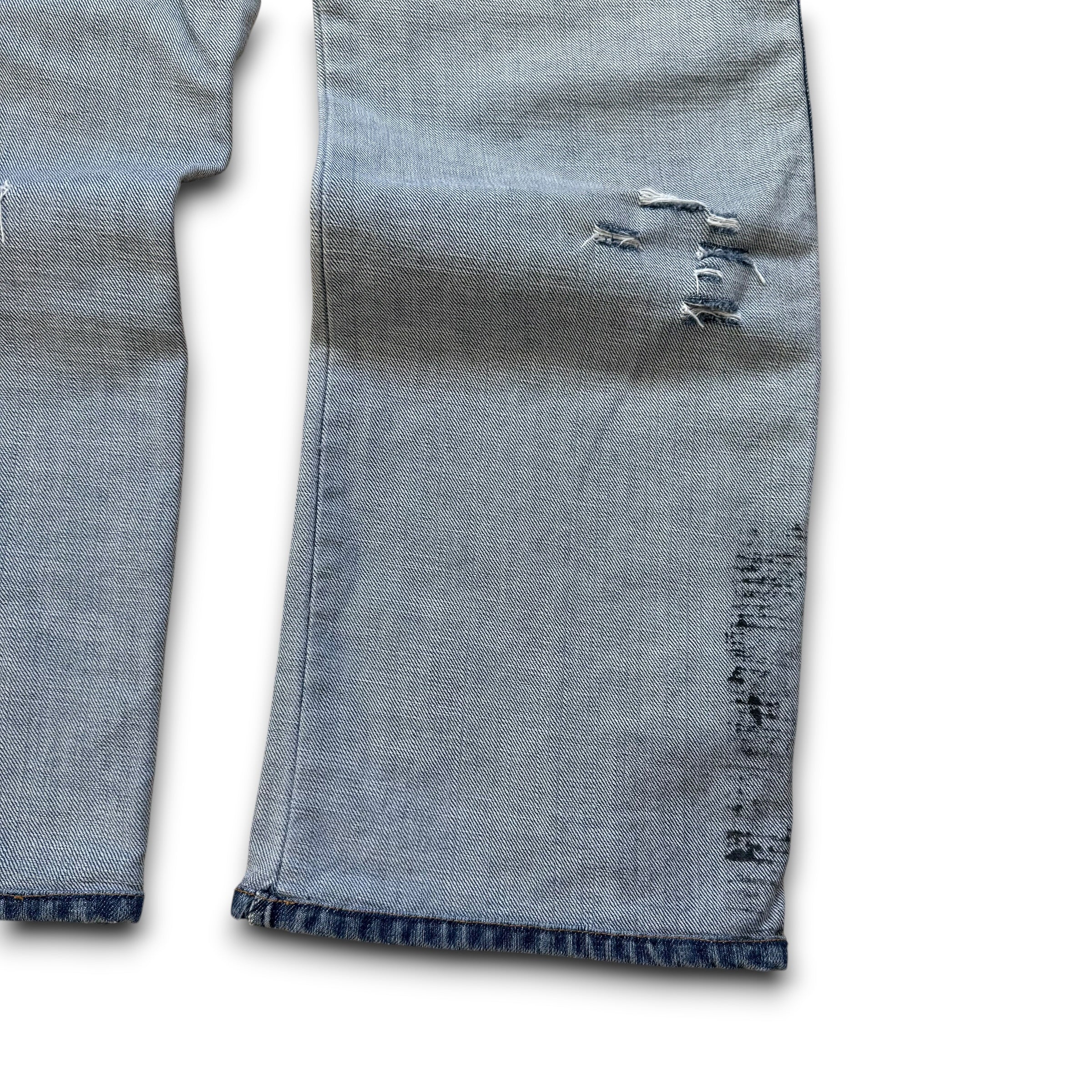 Dolce and gabanna 2002 distressed oil stained ‘inside out' denim jeans (S)