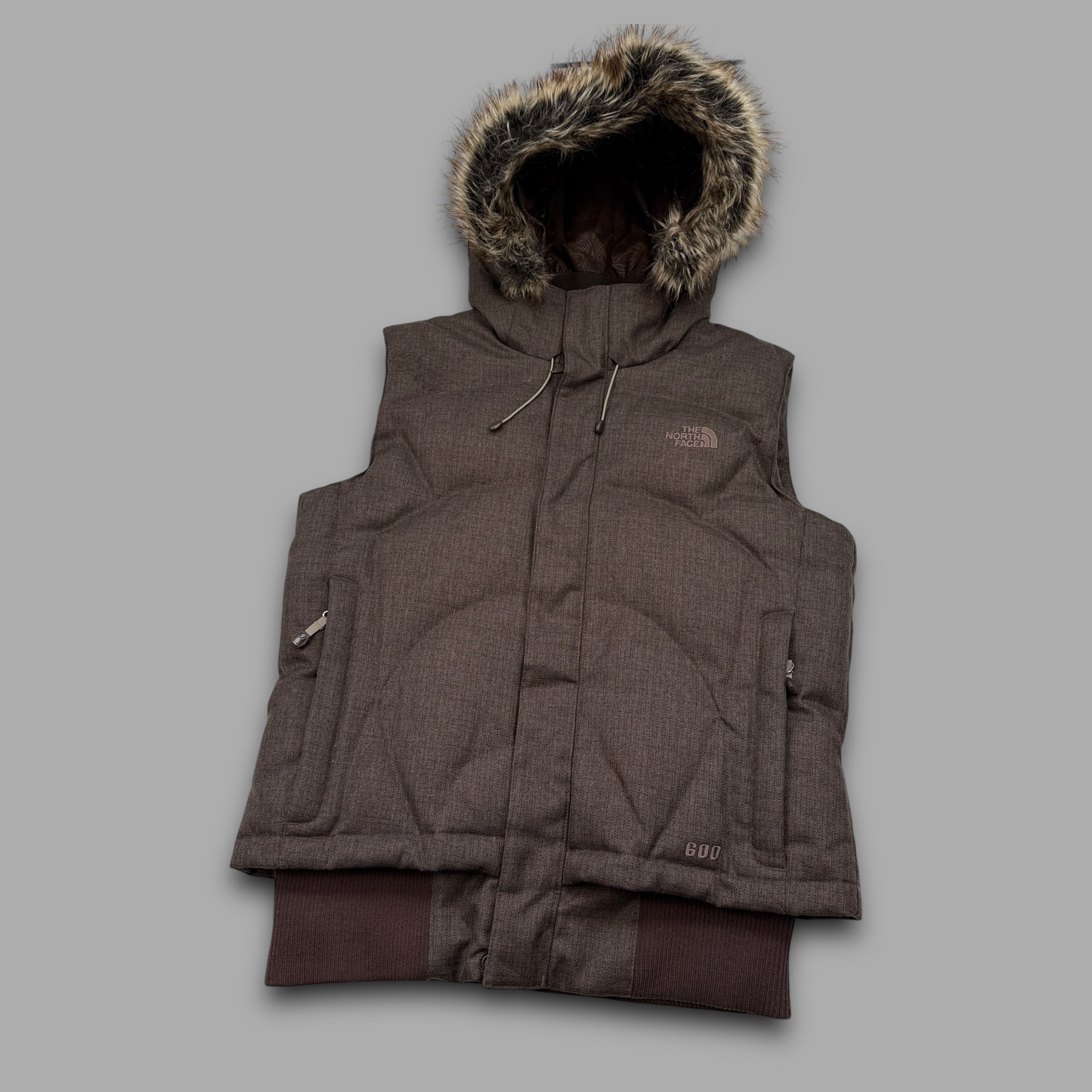 The north face 2007 prodigy technical fur hood downfilled gilet (M) wms