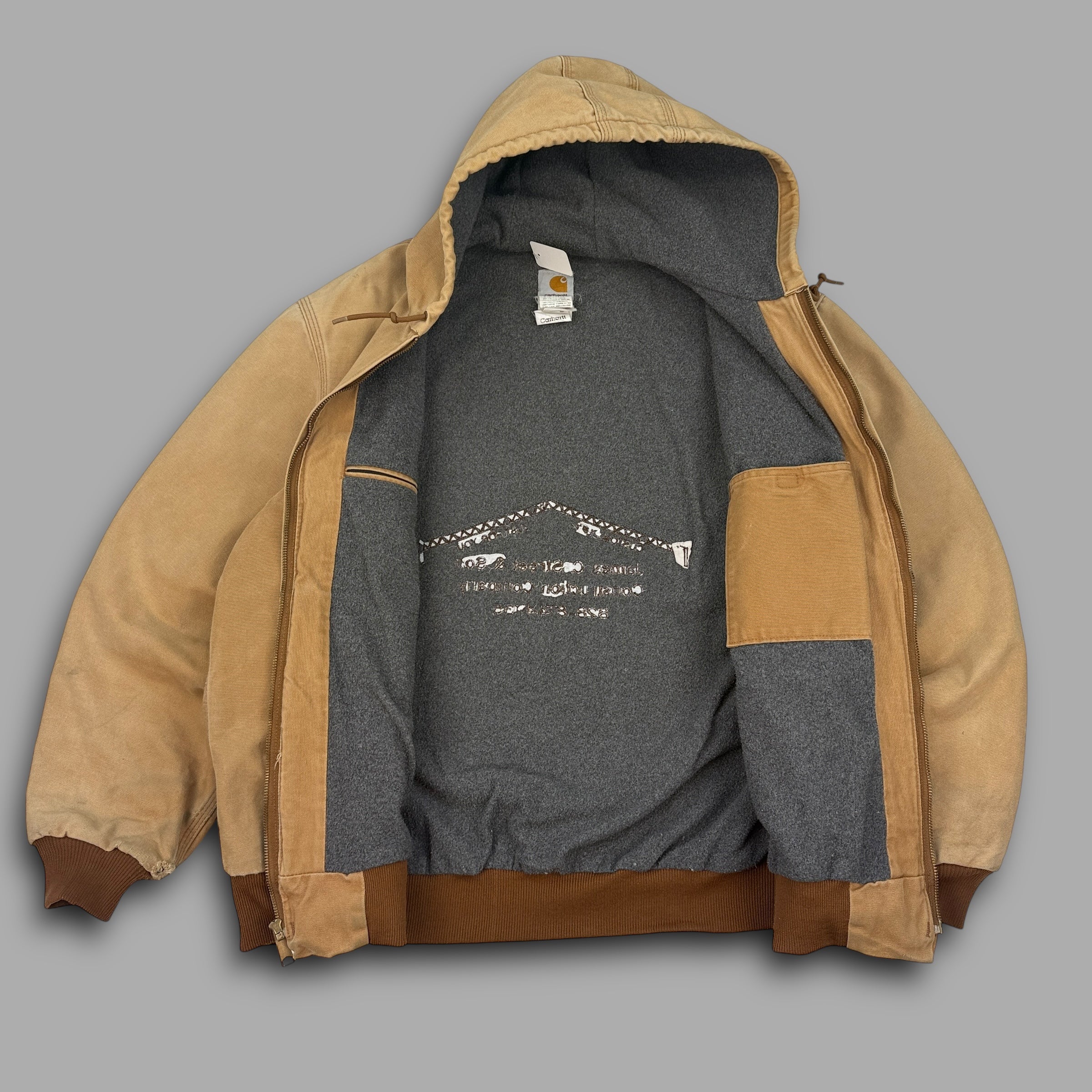 Carhartt 2000's zip-up embrodiered work wear hooded jacket (XL)