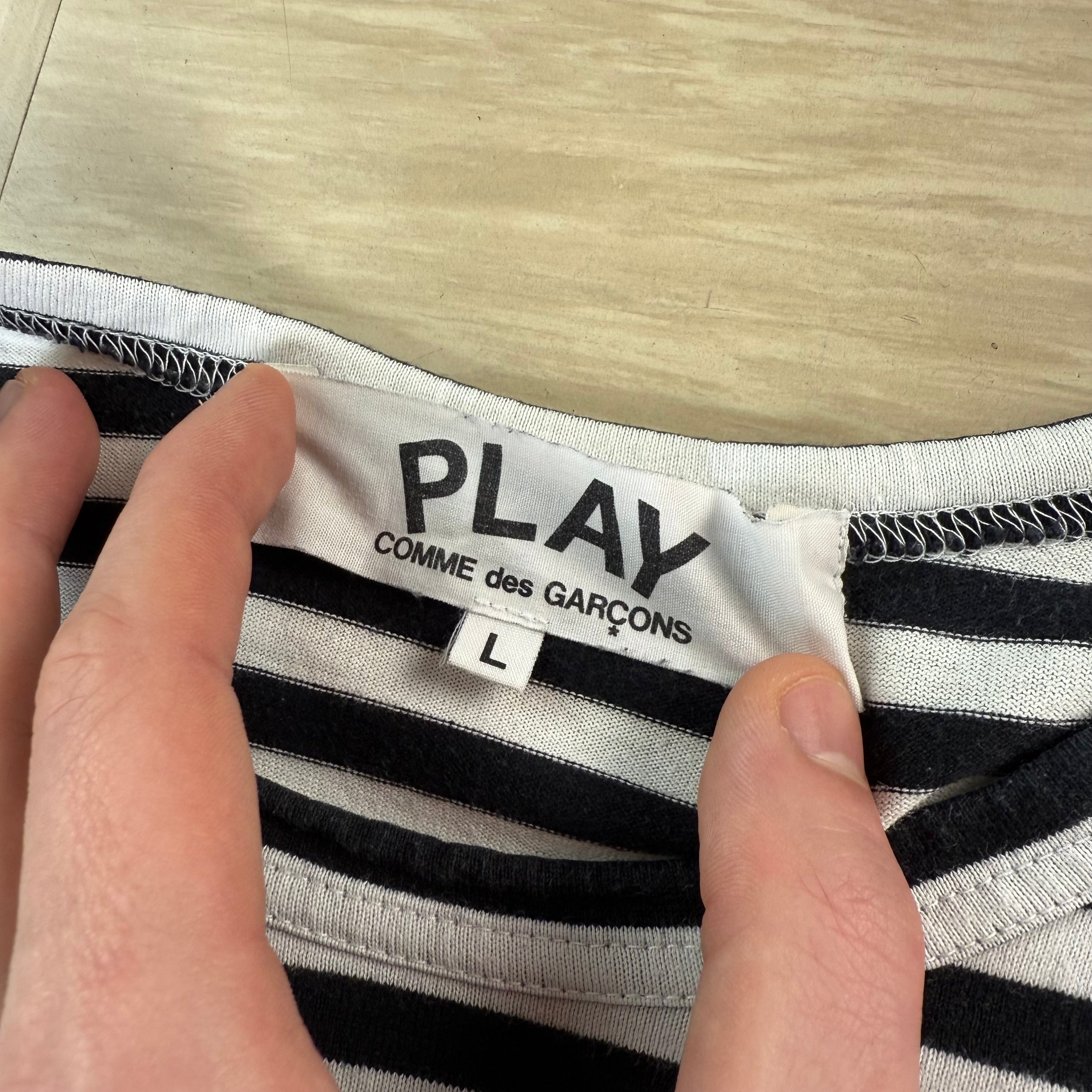 Comme des garçons 2000's play striped pullover long sleeve tee (L)