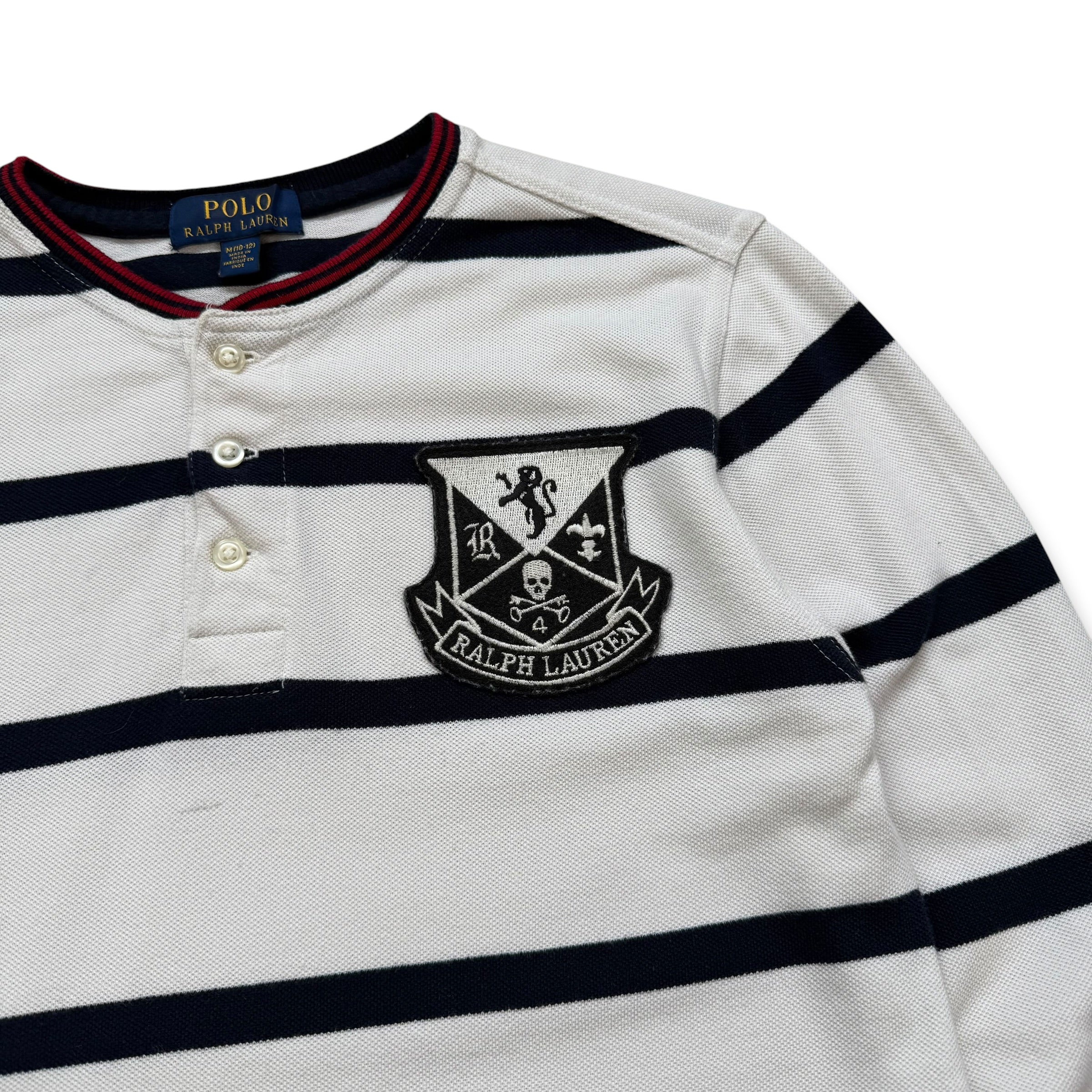 Ralph Lauren 2000's horizontal stripe embroidered Henley tee (XS)