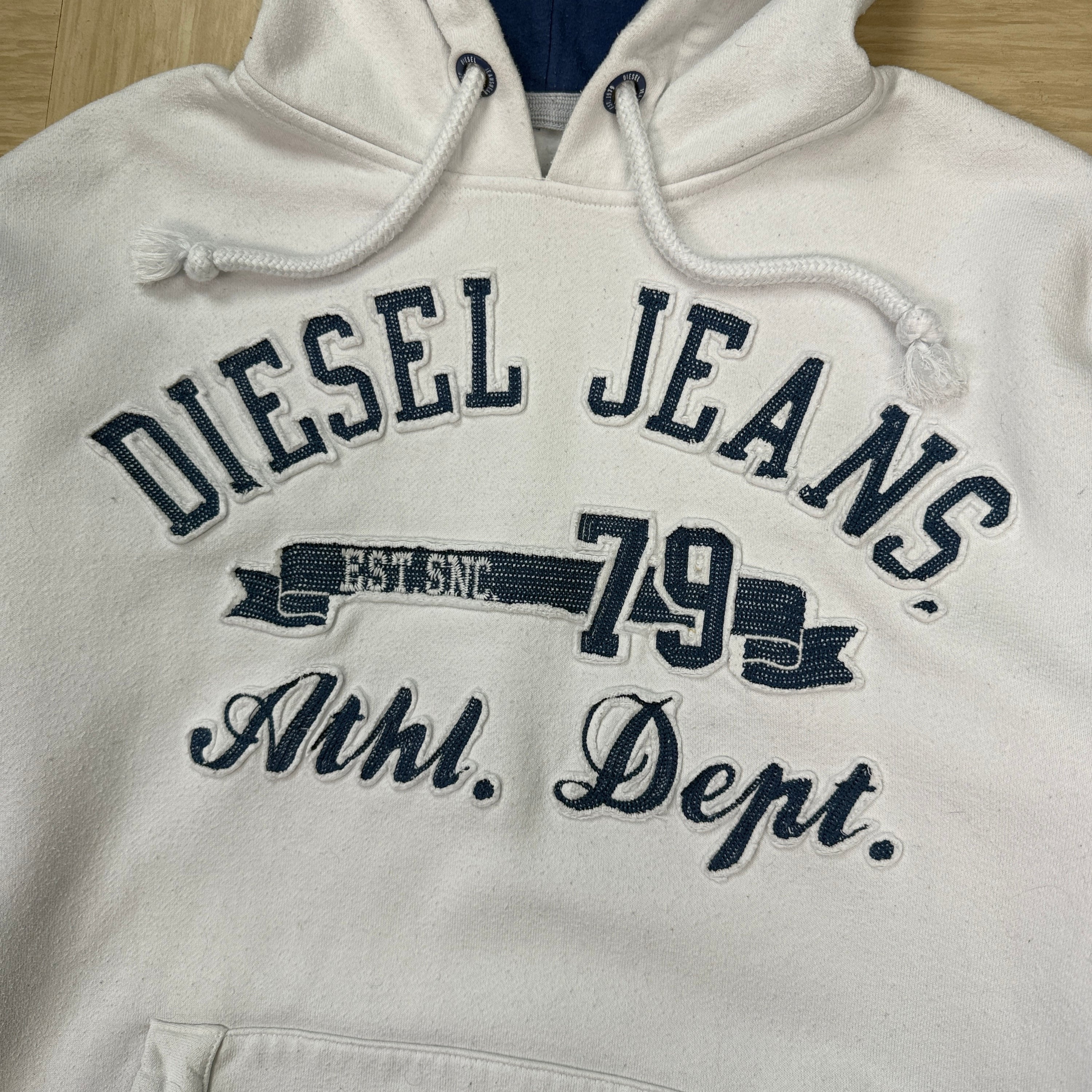Diesel 1990's graphic embroidered spellout pullover hoodie (L)