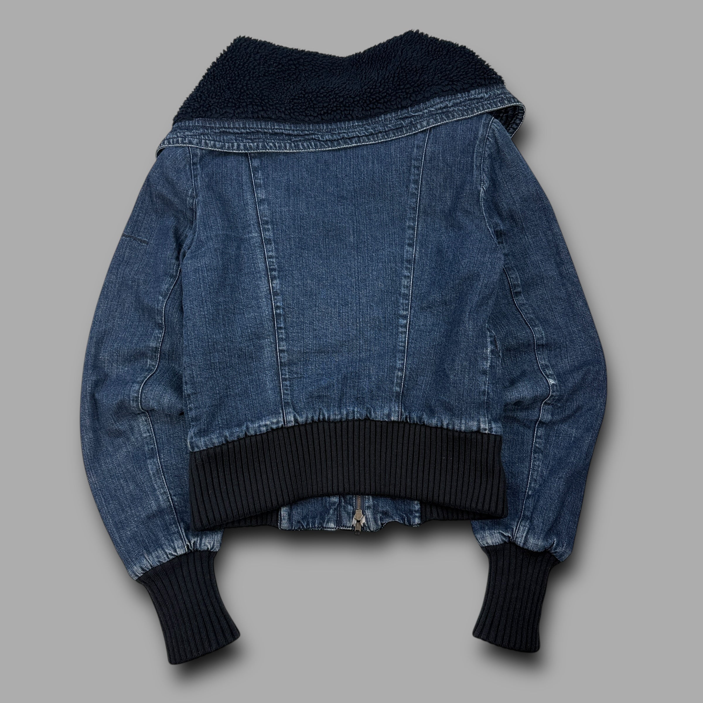 Fornarina 1990's sherpa lined denim bomber jacket (S)
