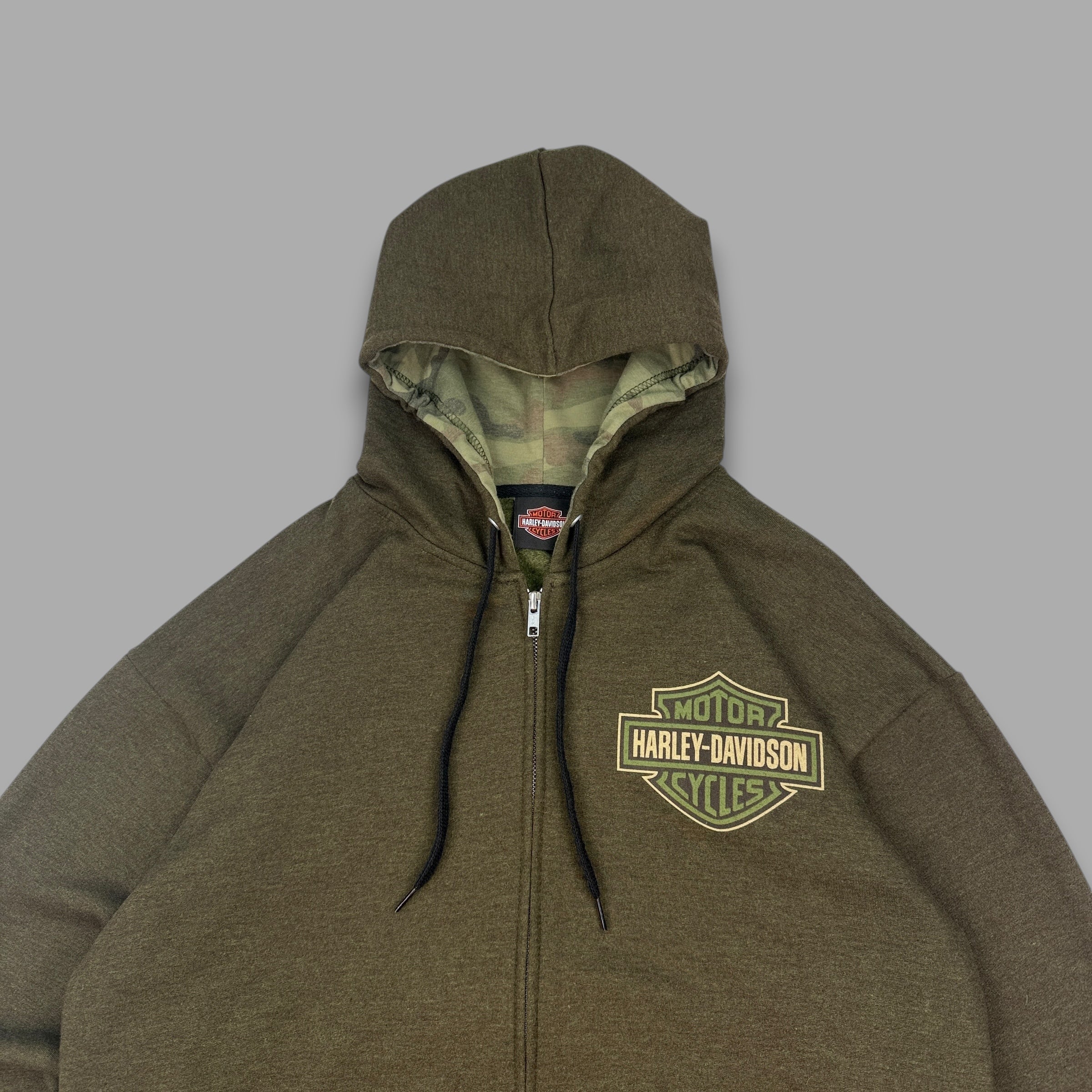 Harley Davidson 2000's zip up graphic spellout hoodie (L)