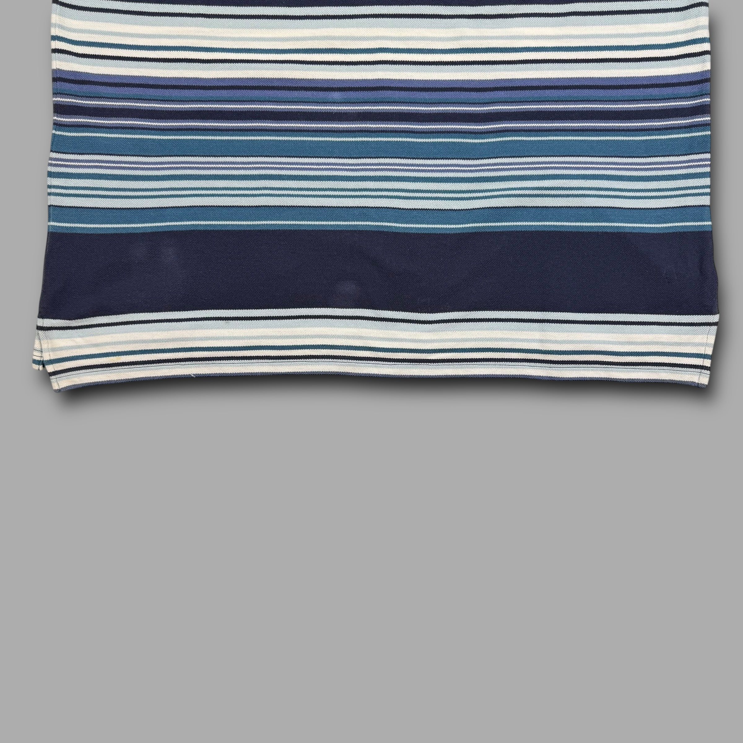 Yves saint laurent 2000's graphic embroidered striped polo shirt (XXL)