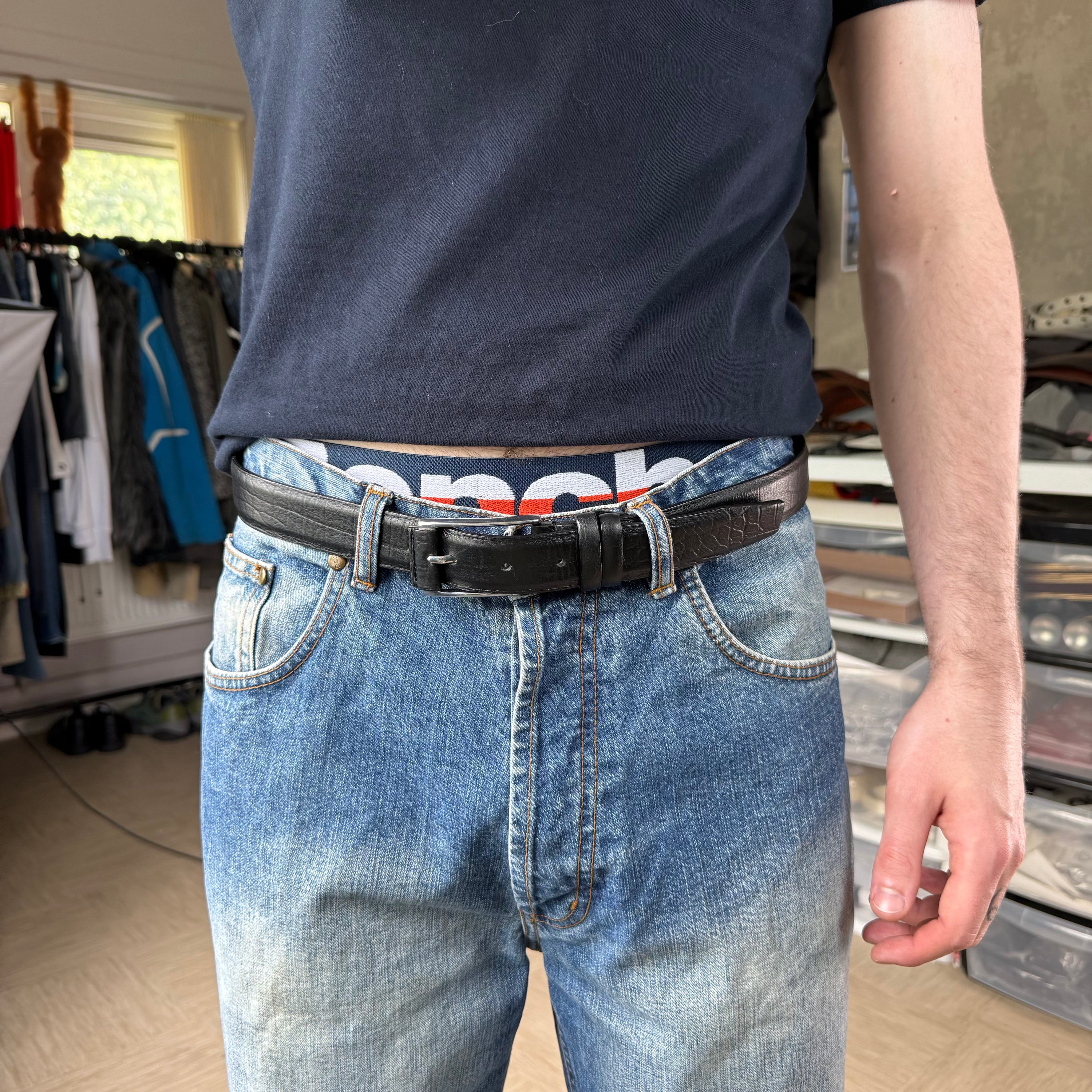 Reiss 2000's black leather belt (OS)
