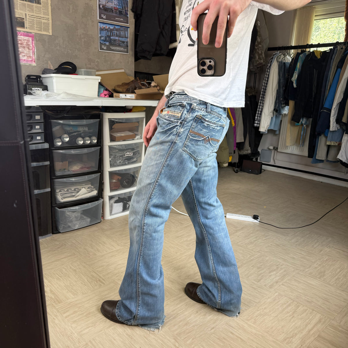 Diesel zaf 2000's relaxed flared bootcut denim jeans (S)