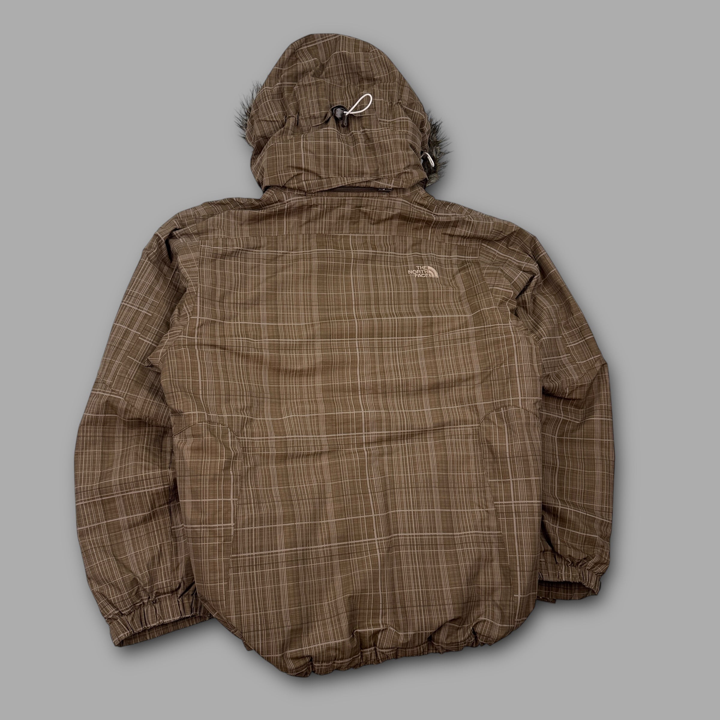 The north face 2007 technical plaid fur hood ski jacket (L) wms
