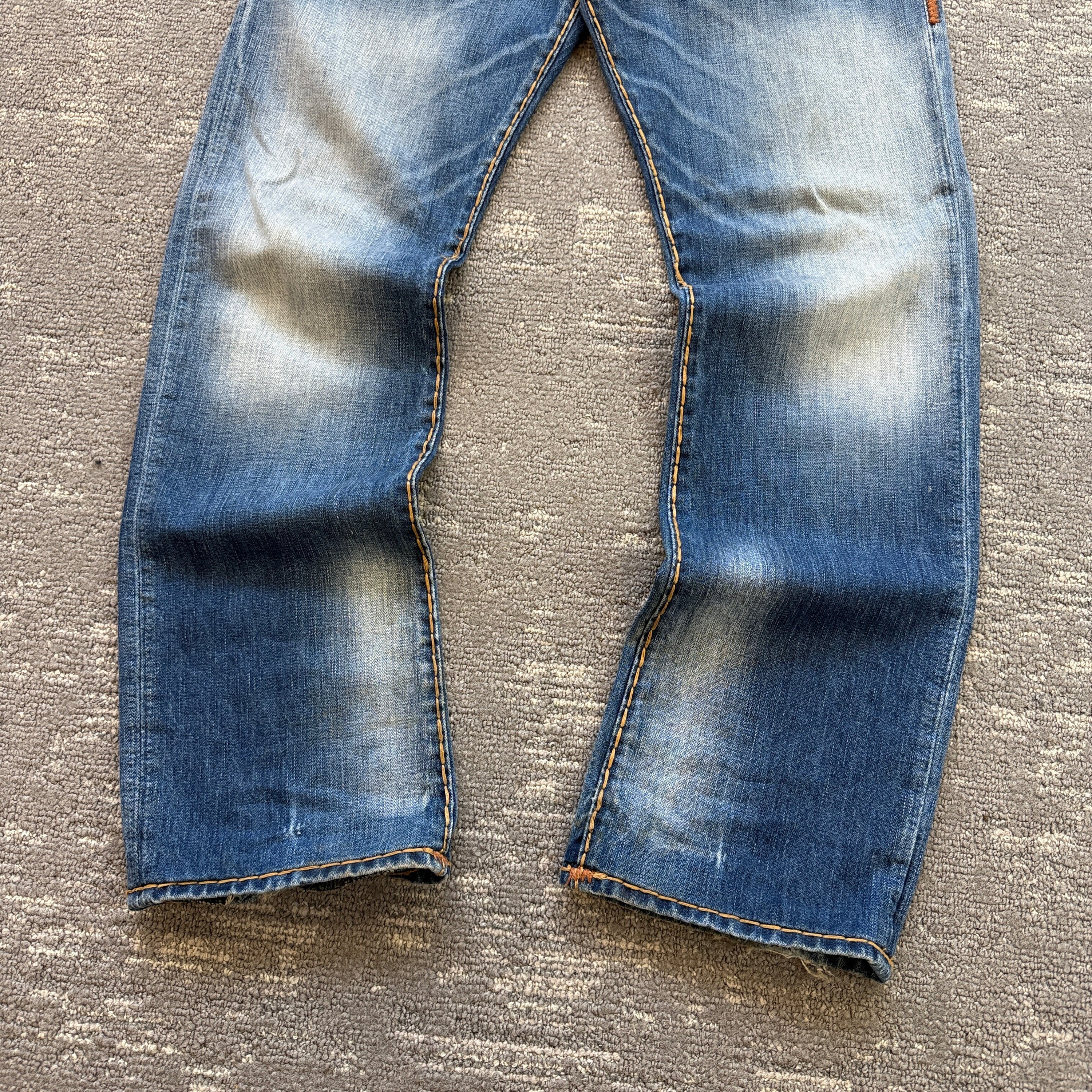 True religion 2000's Ricky relaxed straight contrast stitch denim jeans (S)