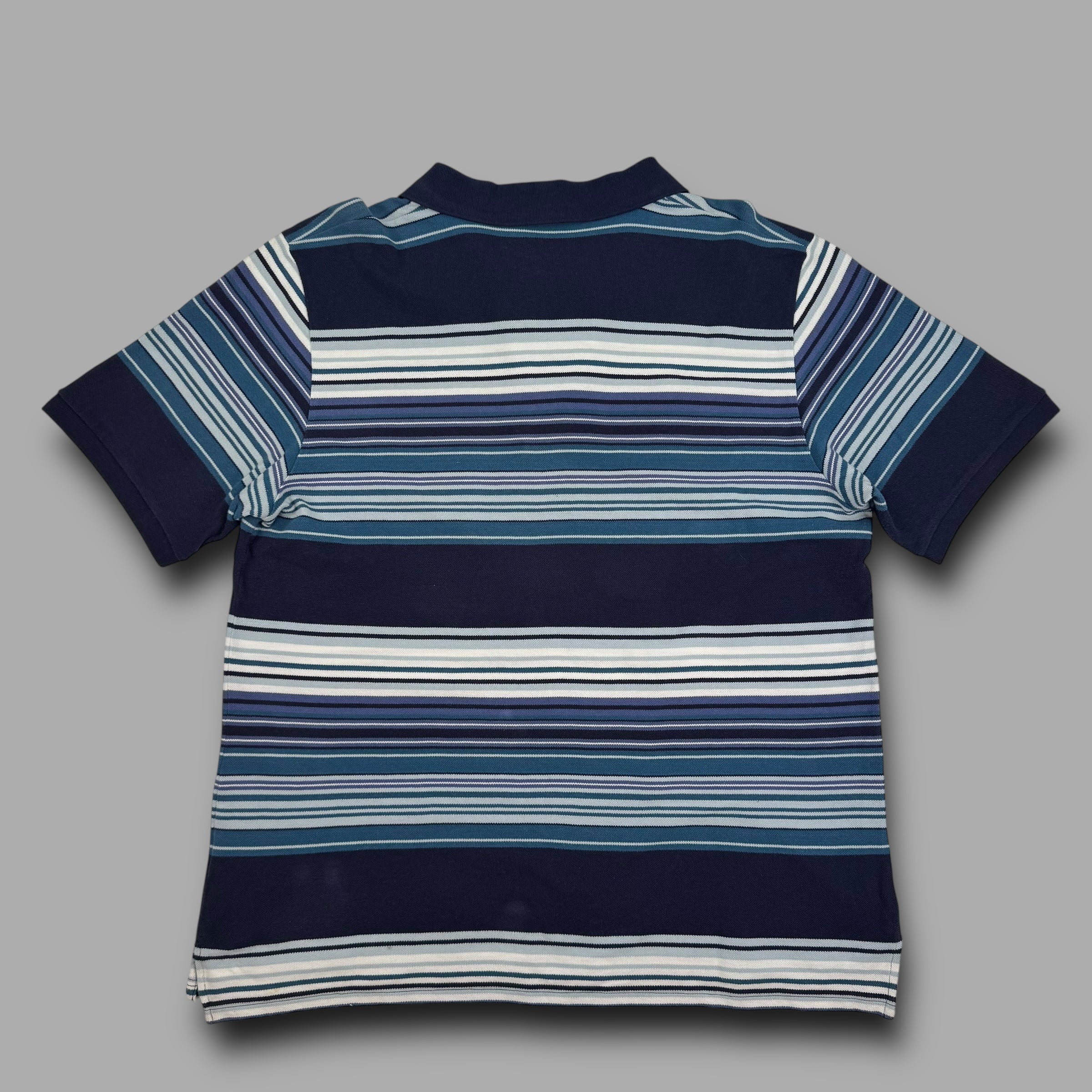 Yves saint laurent 2000's graphic embroidered striped polo shirt (XXL)