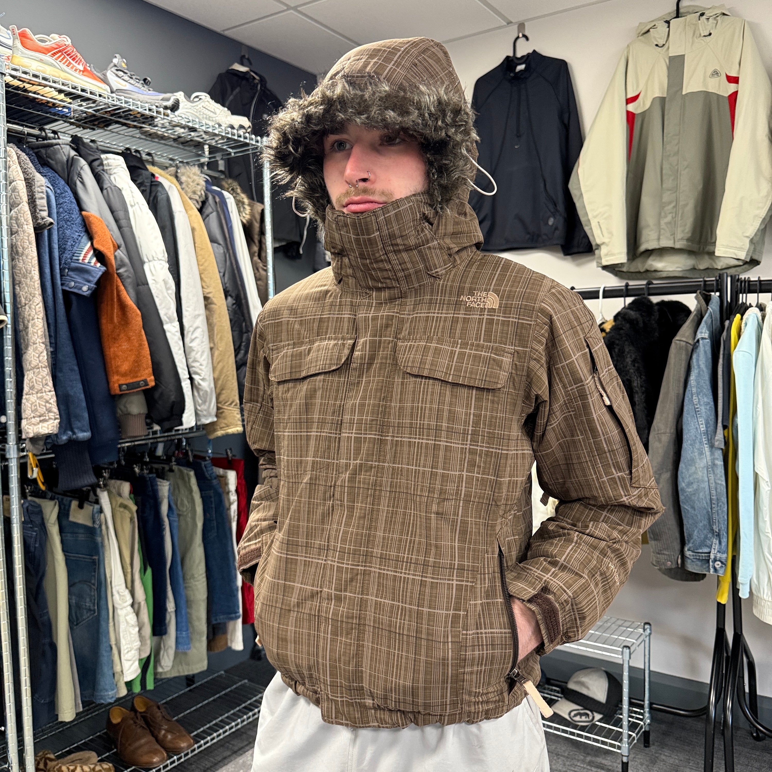 The north face 2007 technical vented plaid softshell ski jacket (XS)