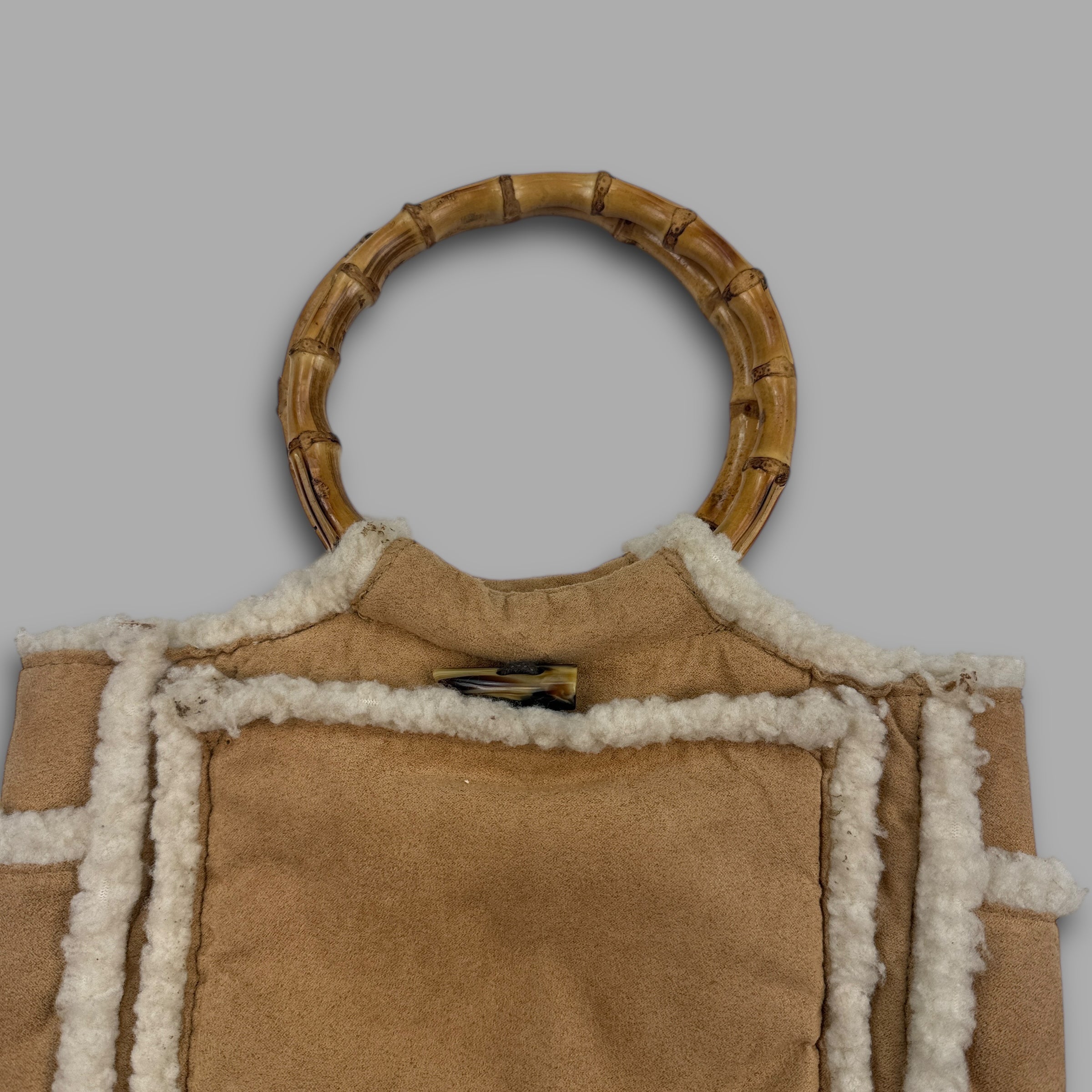 Animal suede handbag with bamboo handles (OS) wms