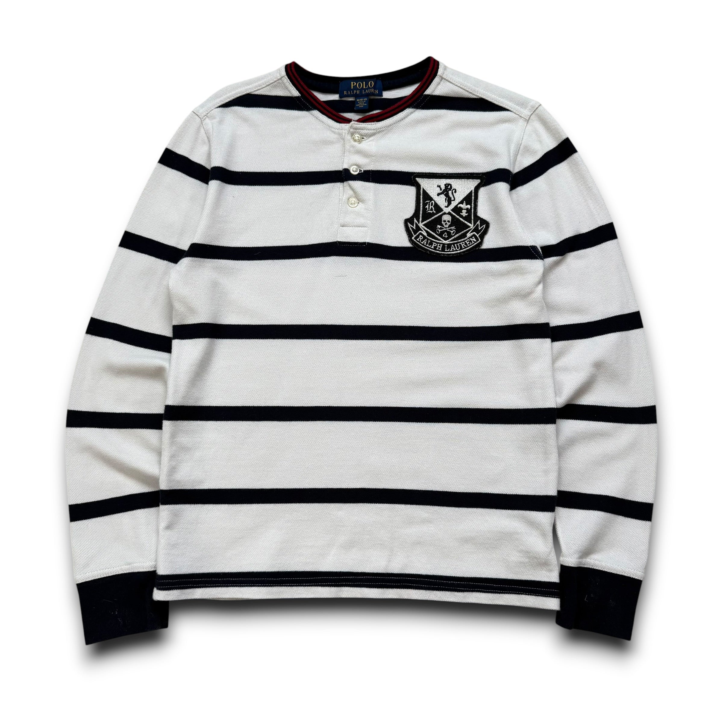 Ralph Lauren 2000's horizontal stripe embroidered Henley tee (XS)