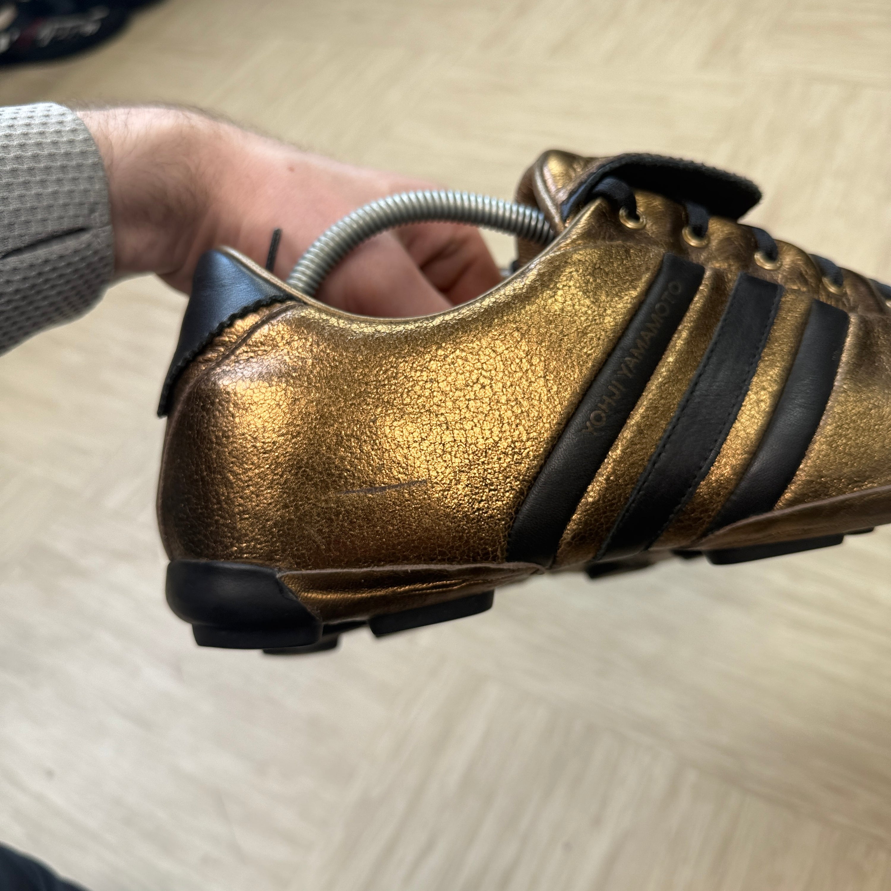 Adidas x Yohji Yamamoto 2007 metallic gold field trainers (UK10)