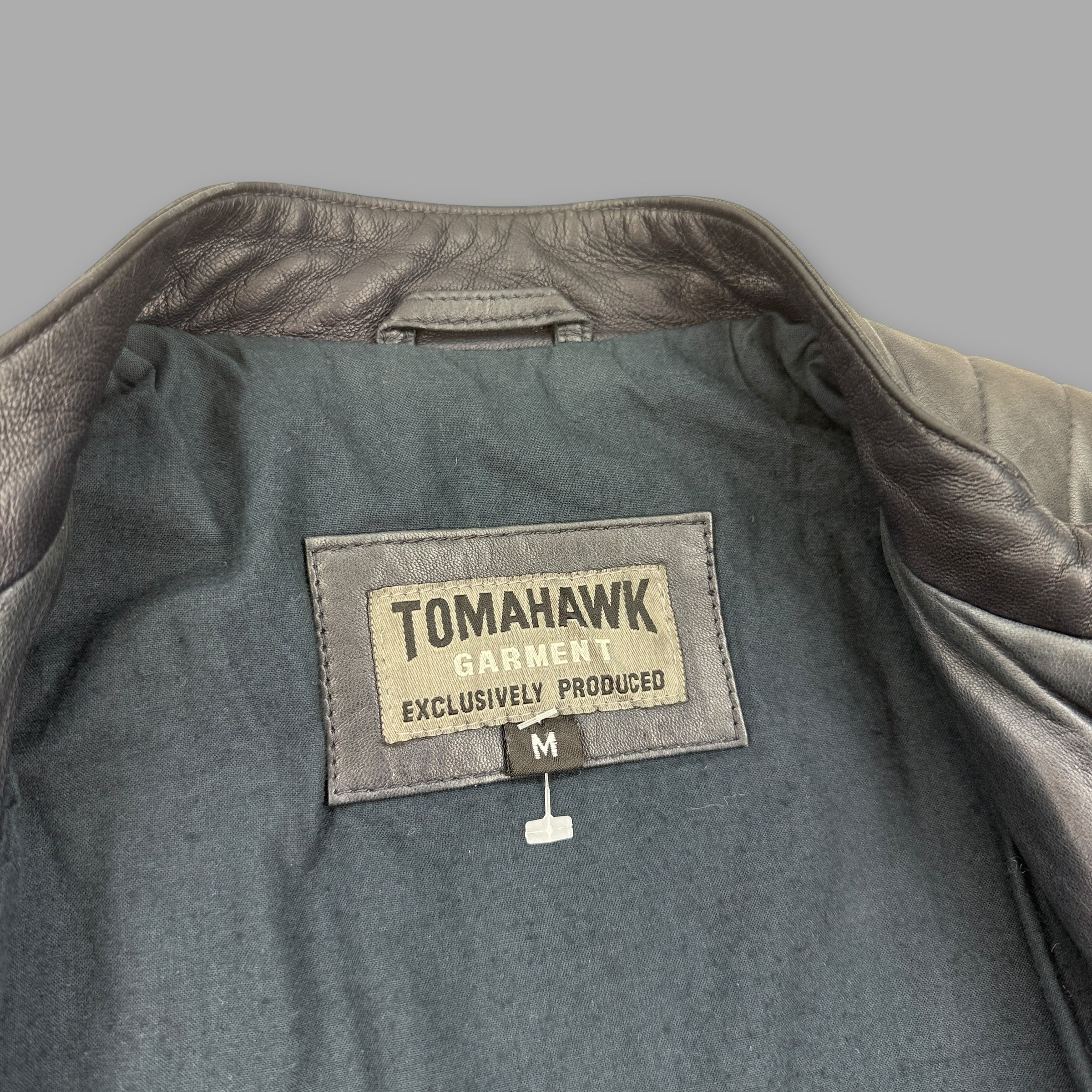 Tomahawk 1990's full zip leather biker jacket (S-M)