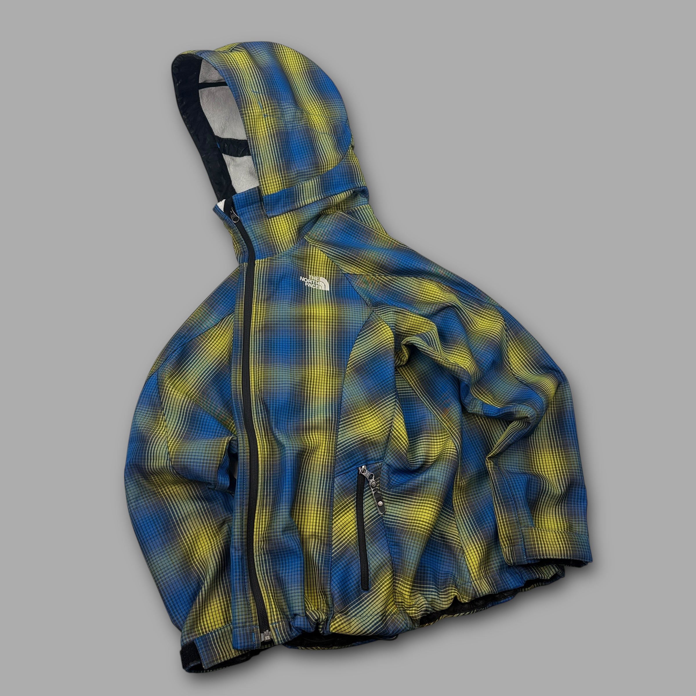 The north face 2005 technical plaid fleece lined softshell jacket (M) wms