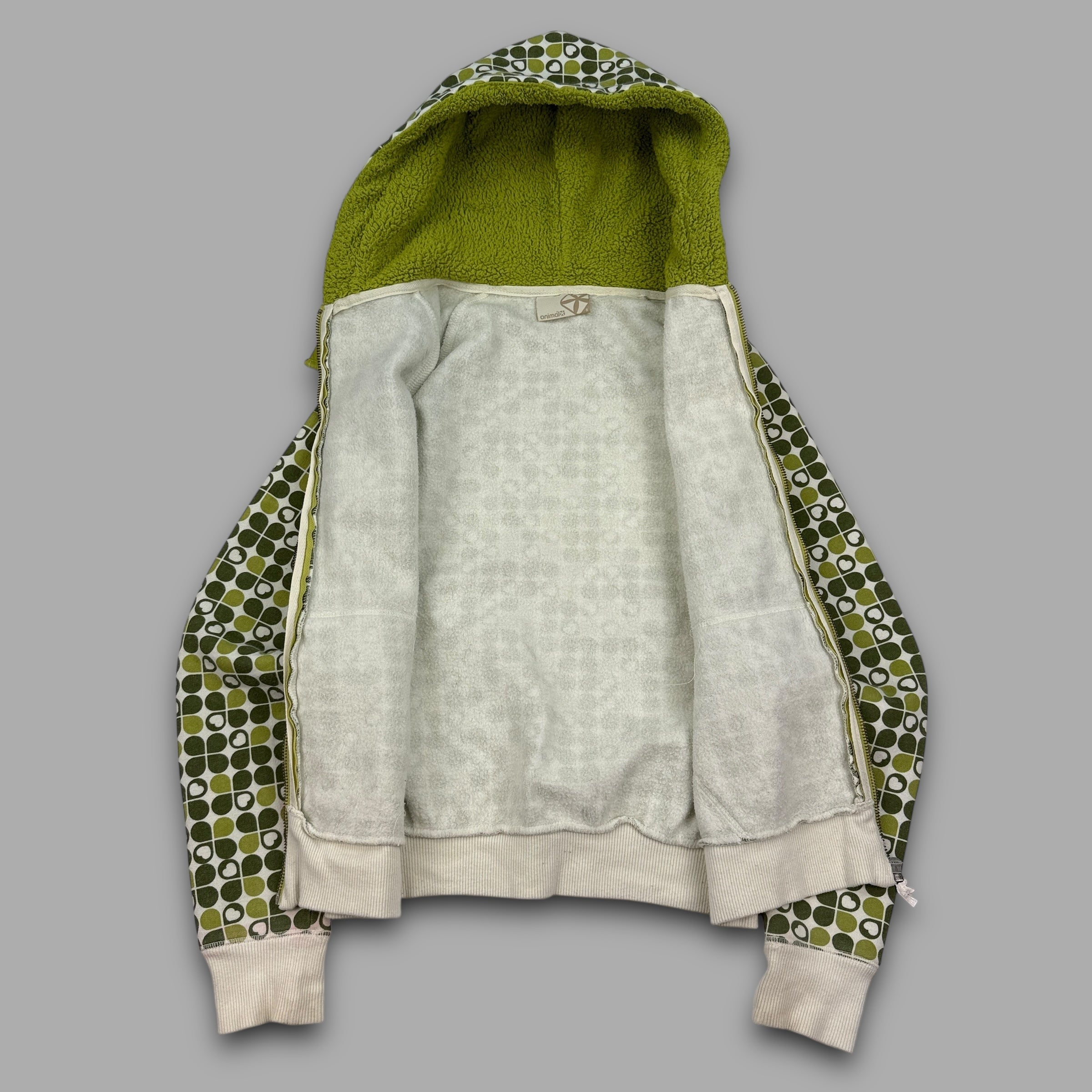 Animal 2000's graphic monogram fleece lined zip up hoodie (S) wms