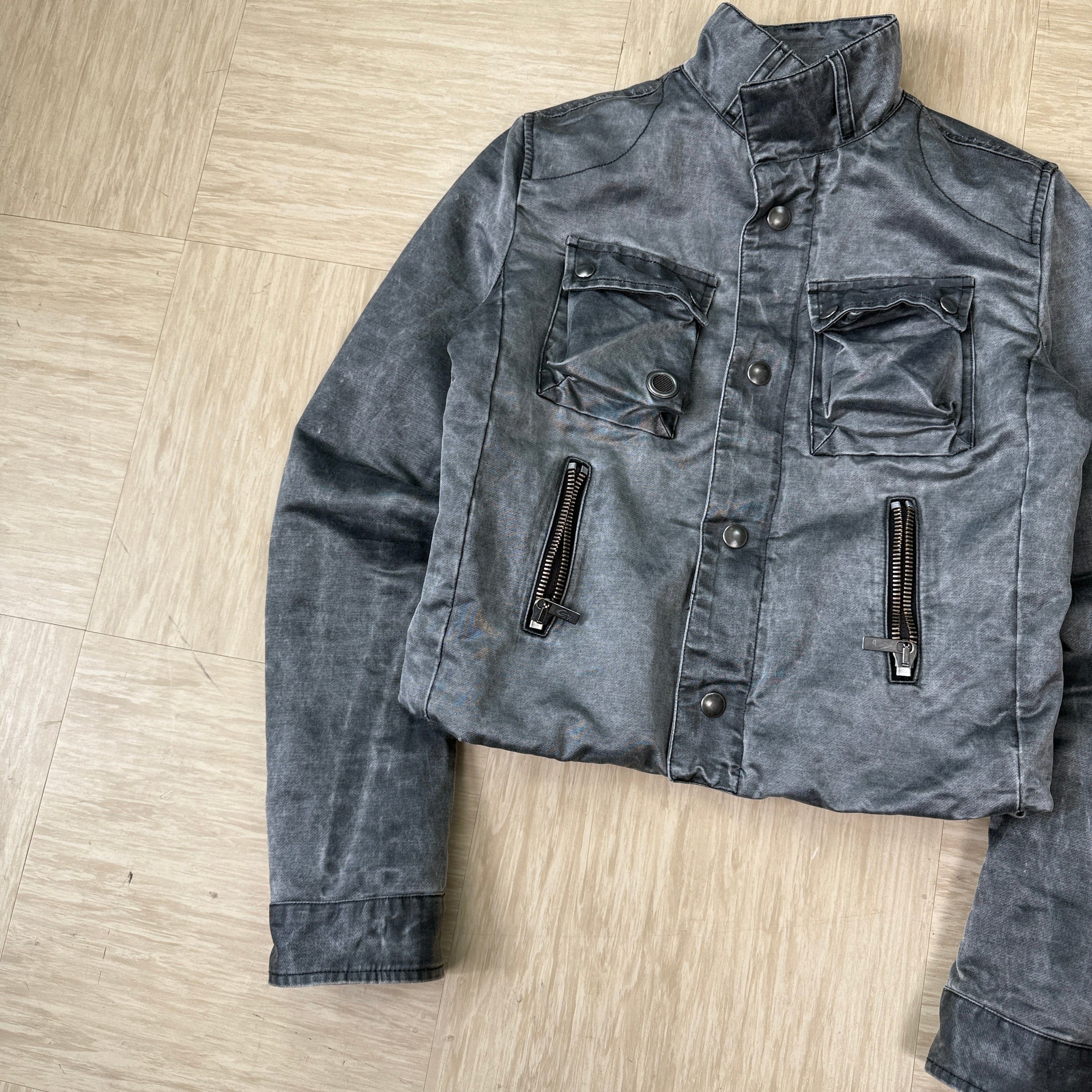 Diesel 2000's cropped high collar 3D cargo pocket jacket (M) wms