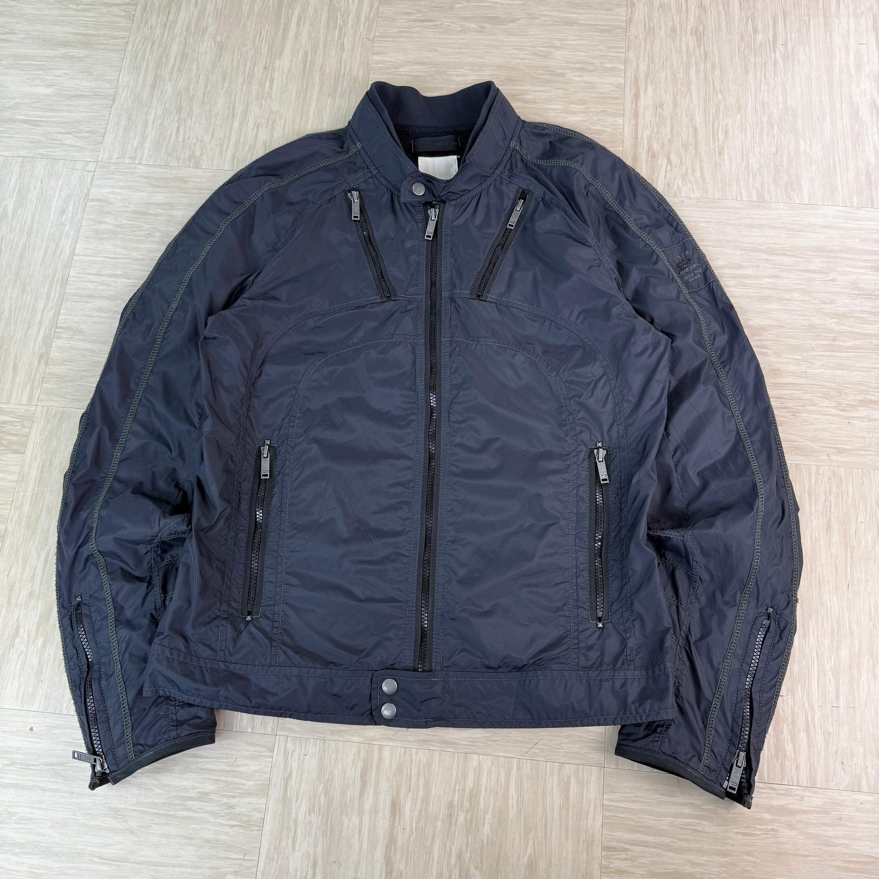Diesel 2000's technical nylon multi-pocket biker jacket (M)