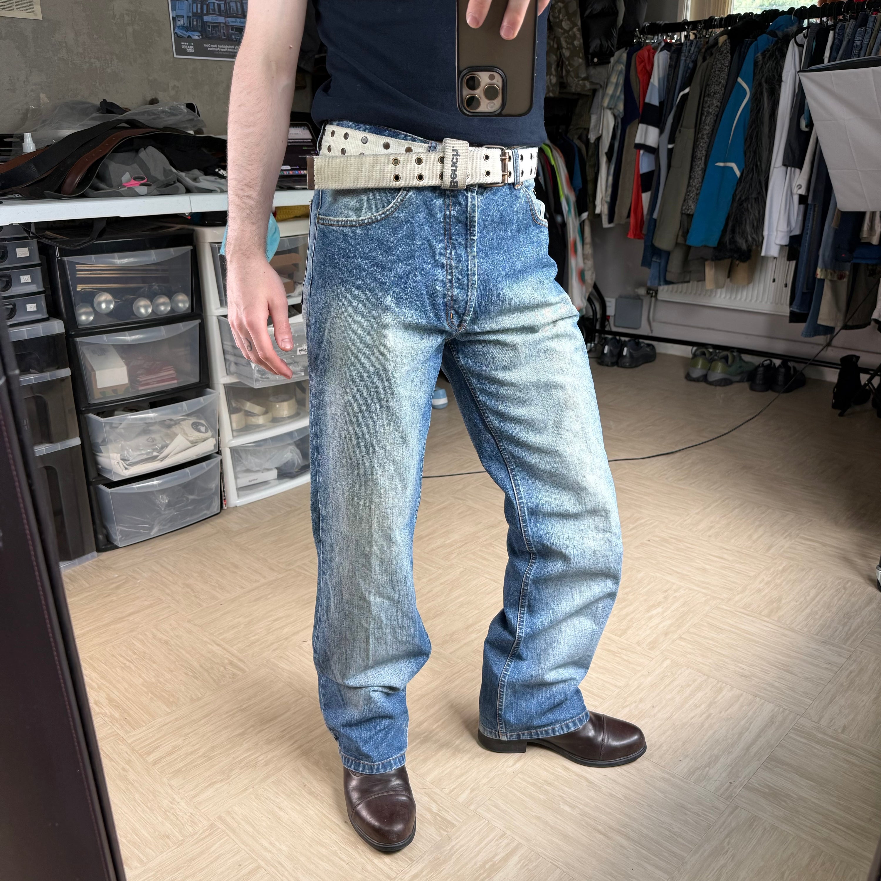 Dolce and gabanna 1990's relaxed baggy straight leg denim jeans (M)