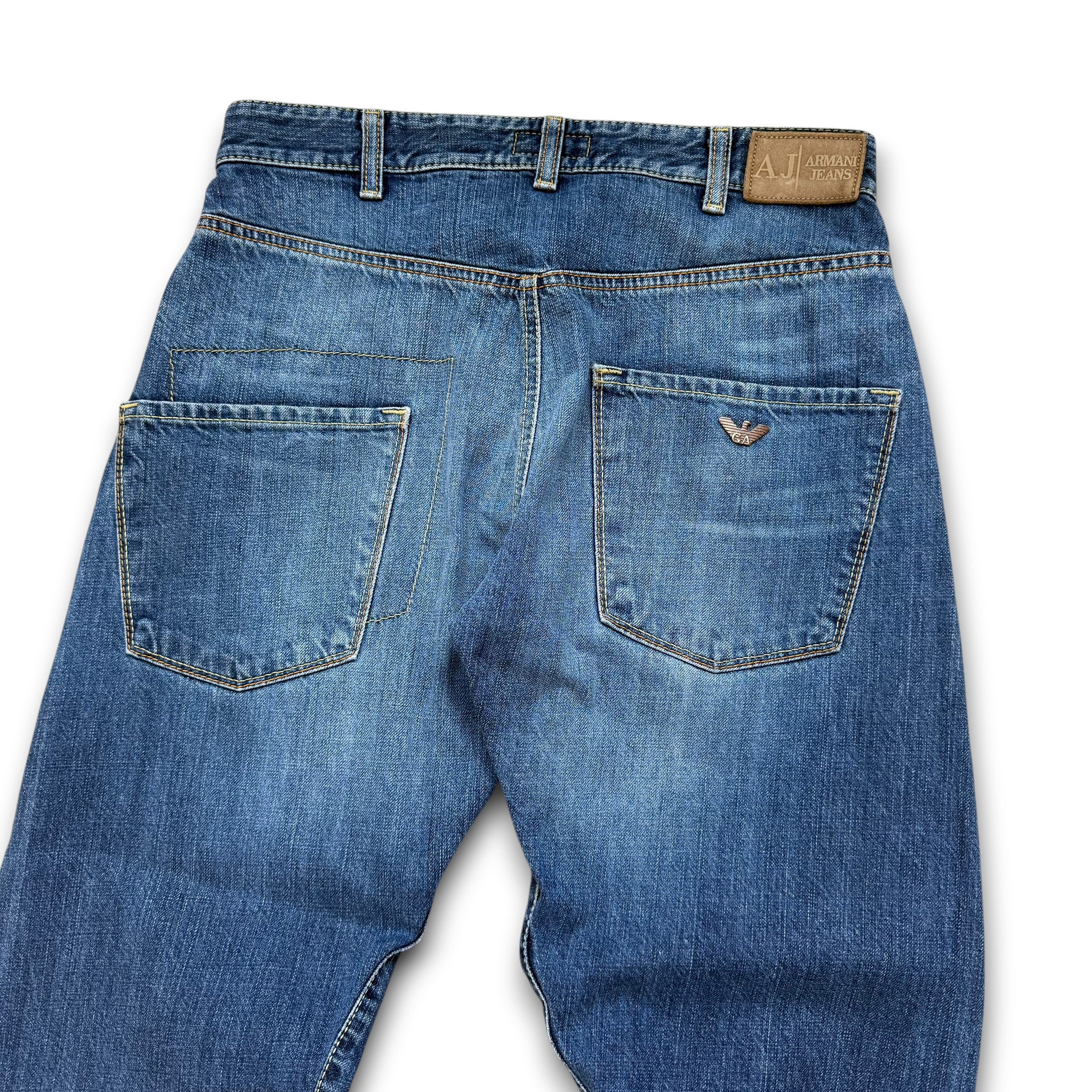 Armani 2000's twisted relaxed fit denim bootcut jeans (S)