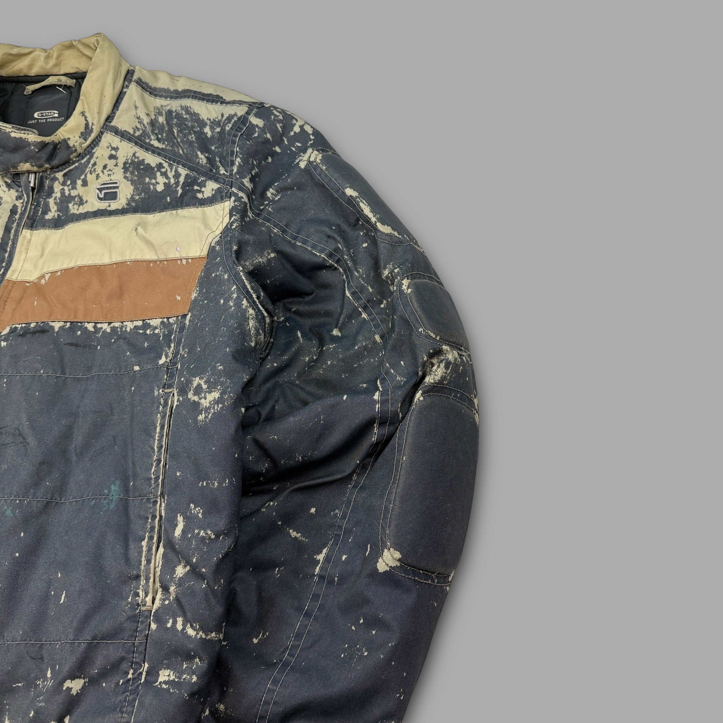 G-star 2000's technical distressed padded zip up quilted jacket (L)