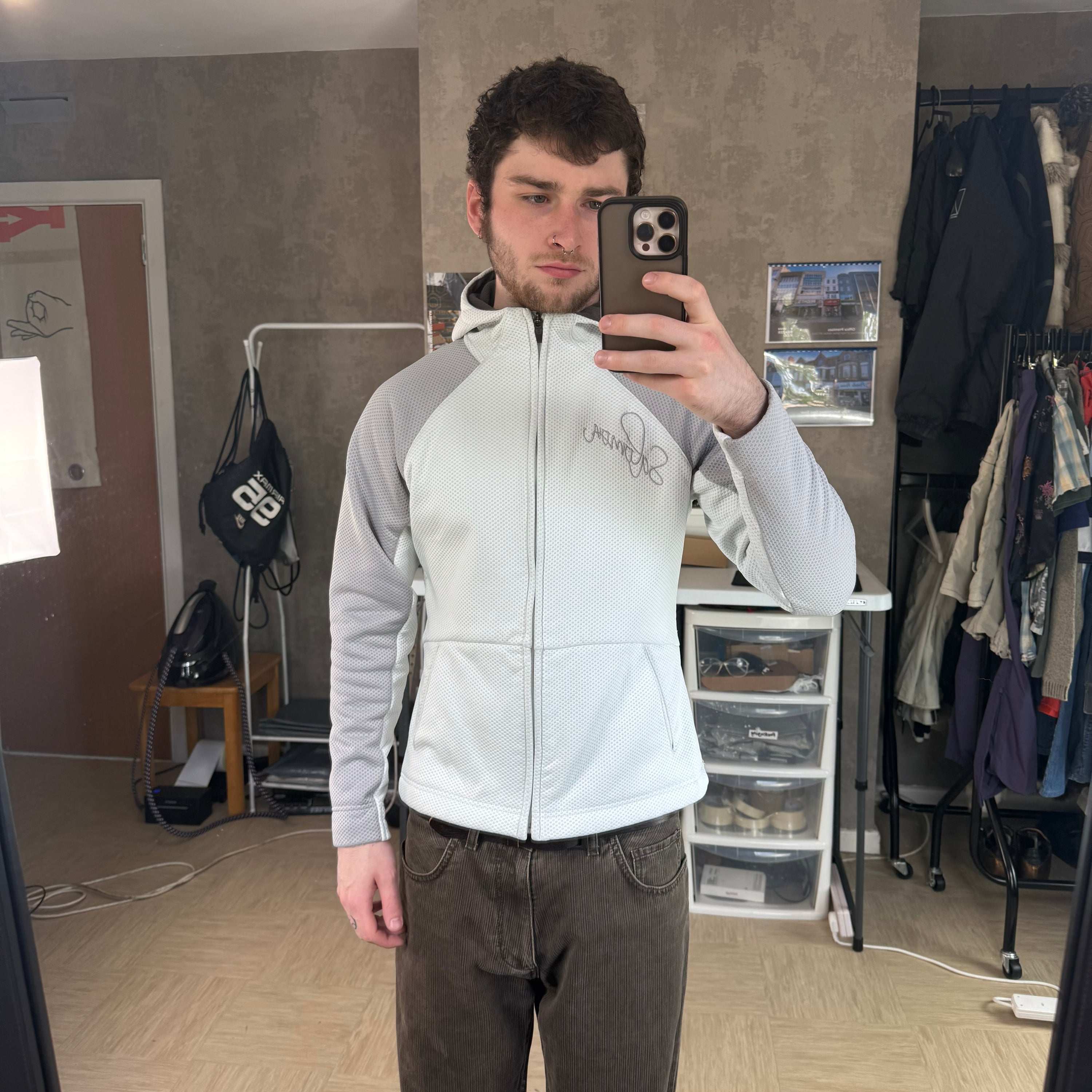 Salomon 2006 technical motomesh embroidered zip up hoodie (S)
