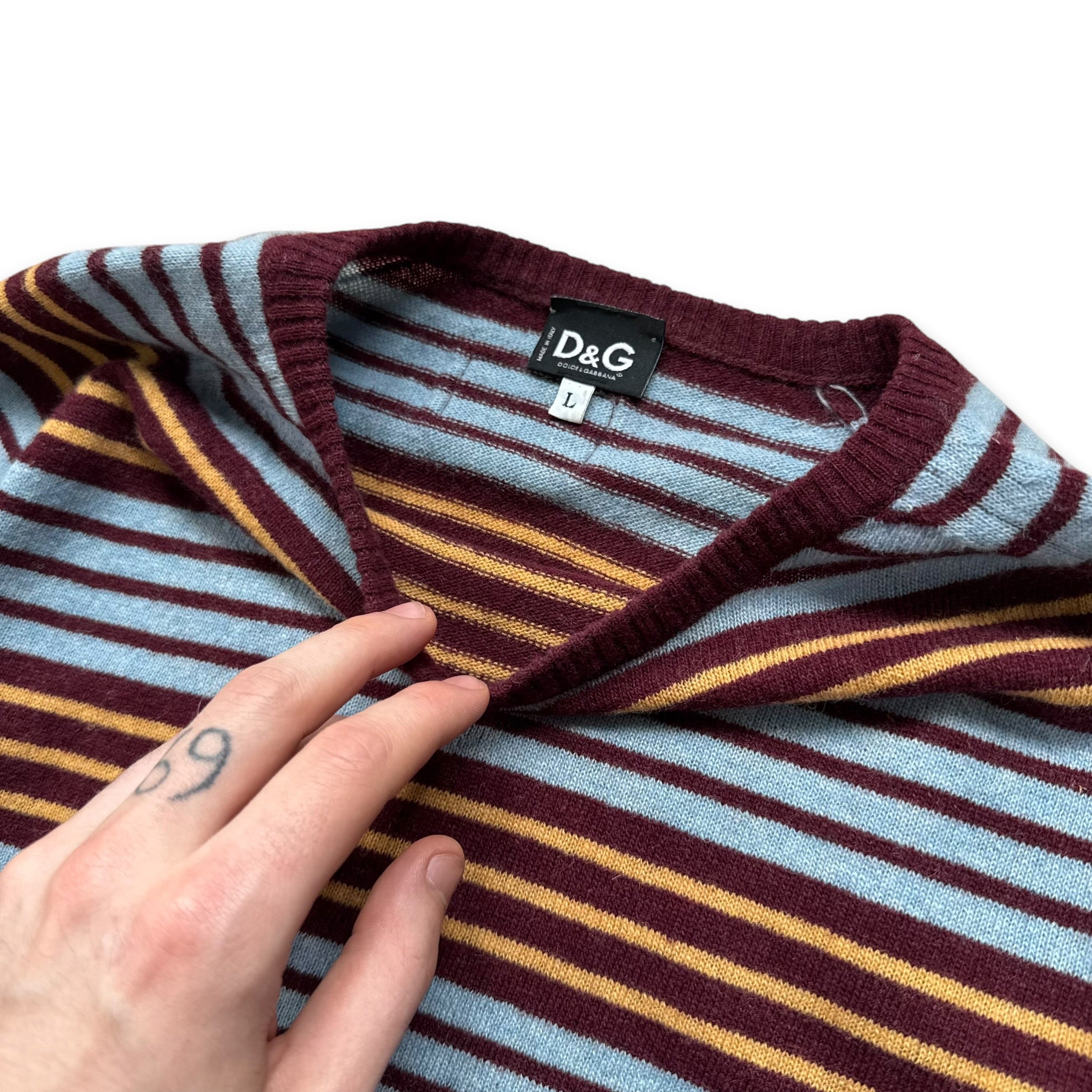 Dolce and gabbana 2000's horizontal stripe wool knit pullover jumper (S)