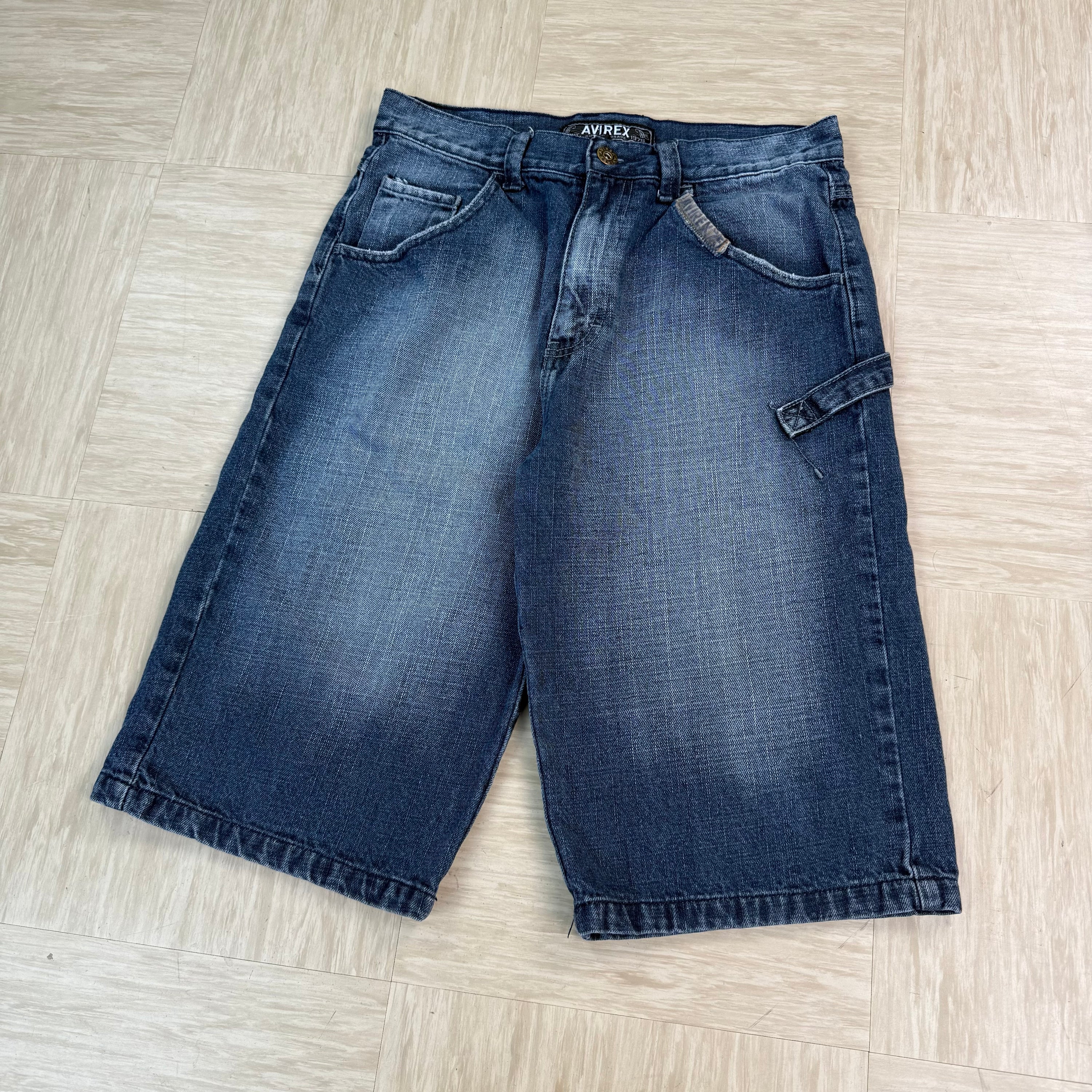 Avirex 2000's baggy denim jean shorts (S)