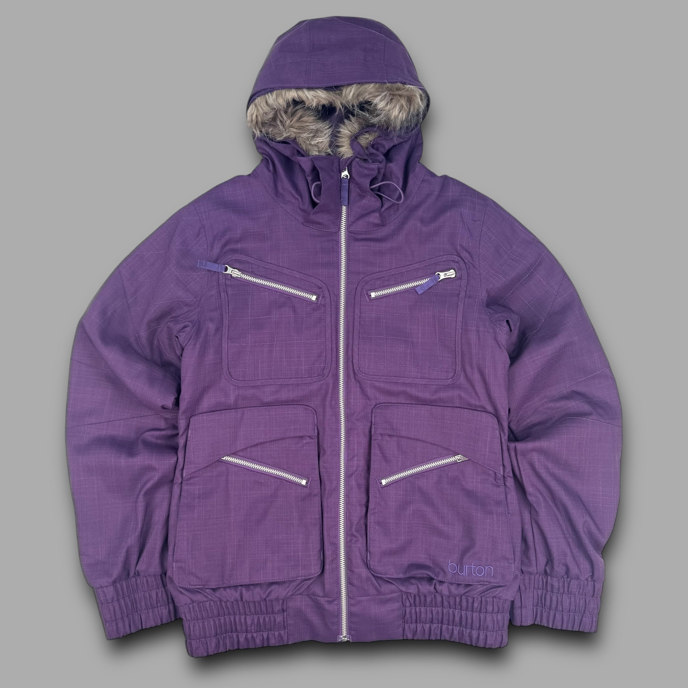 Burton 2000's technical multi-pocket fur hood softshell ski jacket (L) wms