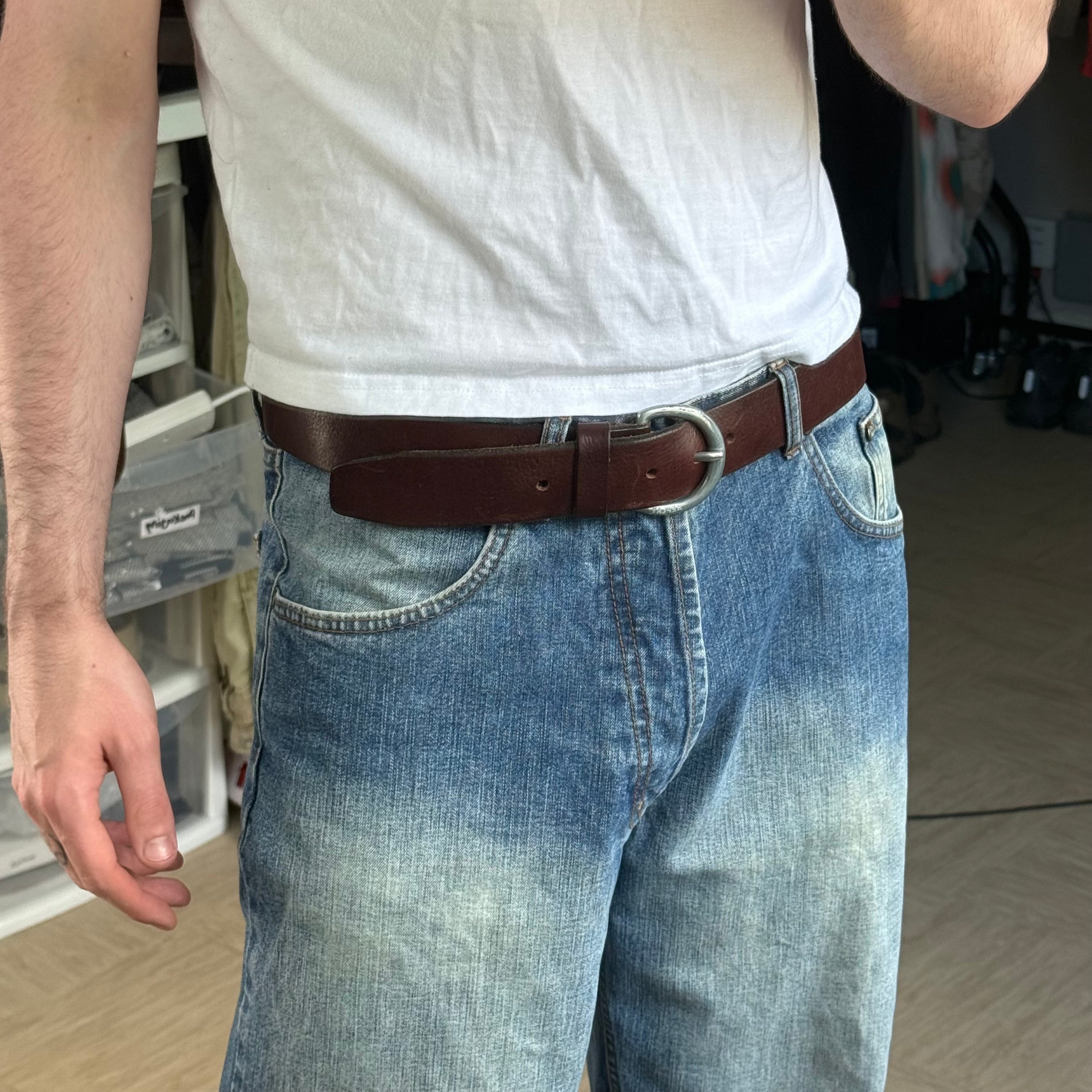 Replay 2000's dark brown leather belt (OS)