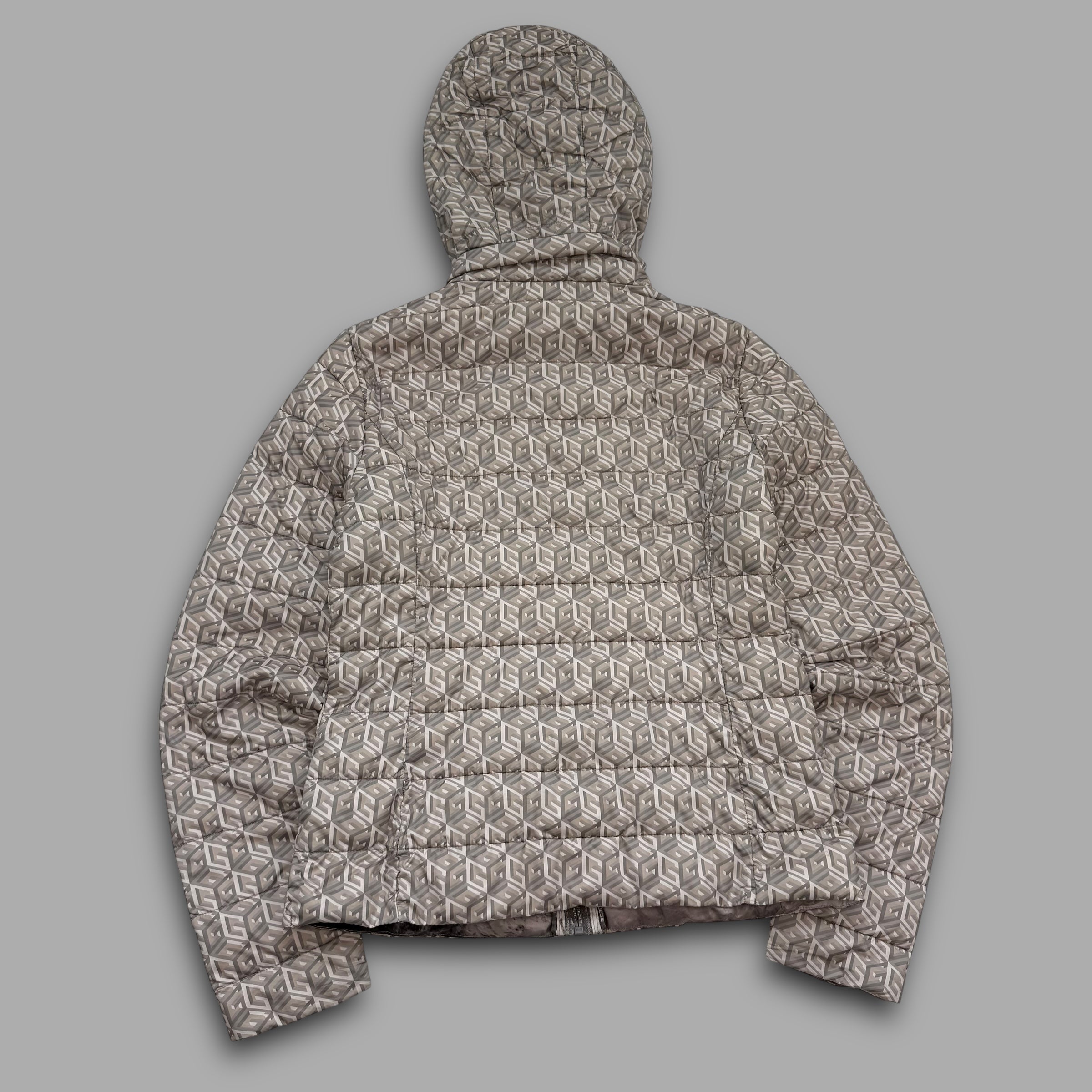 Guess 2000's monogram zip-up nylon puffer jacket (S)