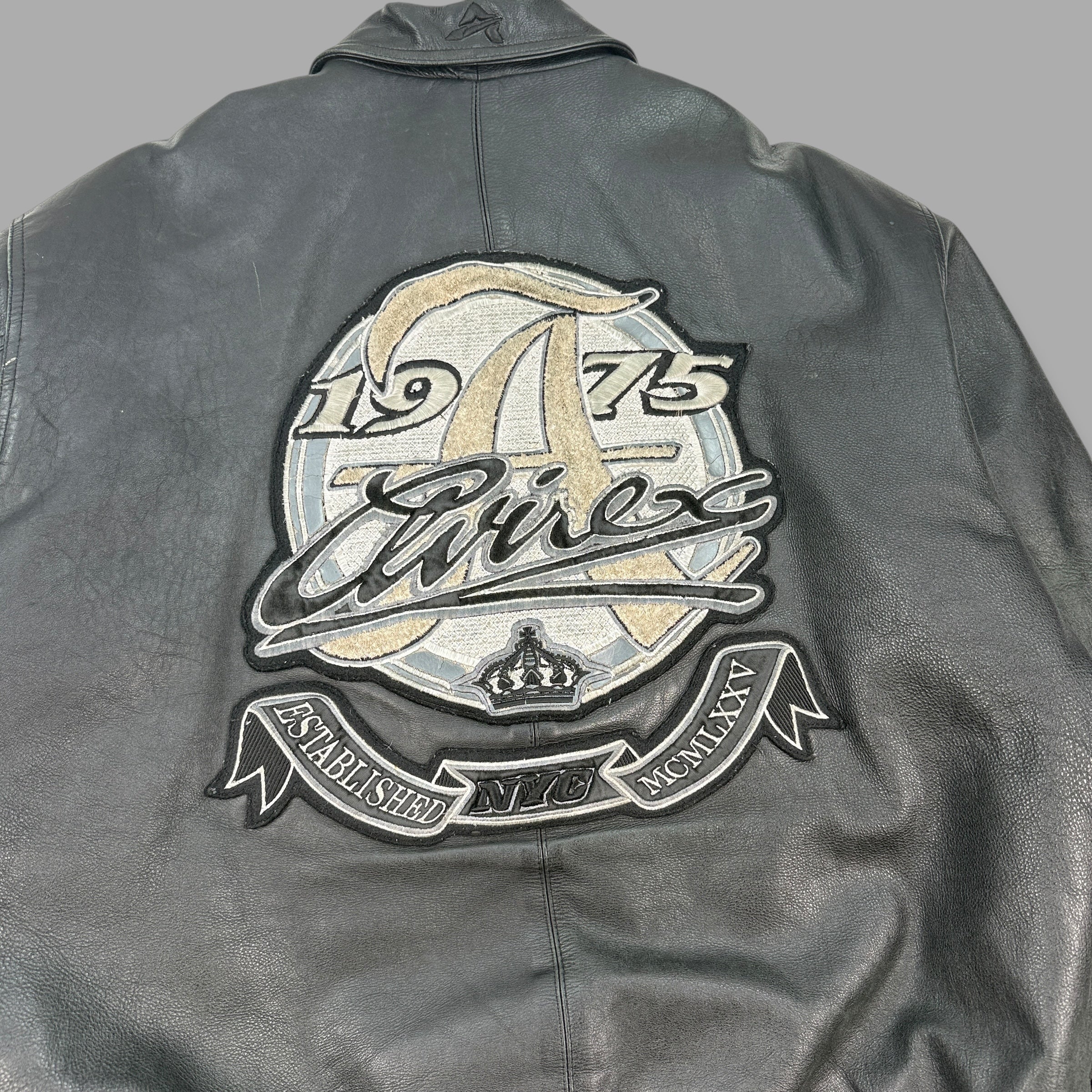 Avirex vintage leather zip-up varsity jacket (L)