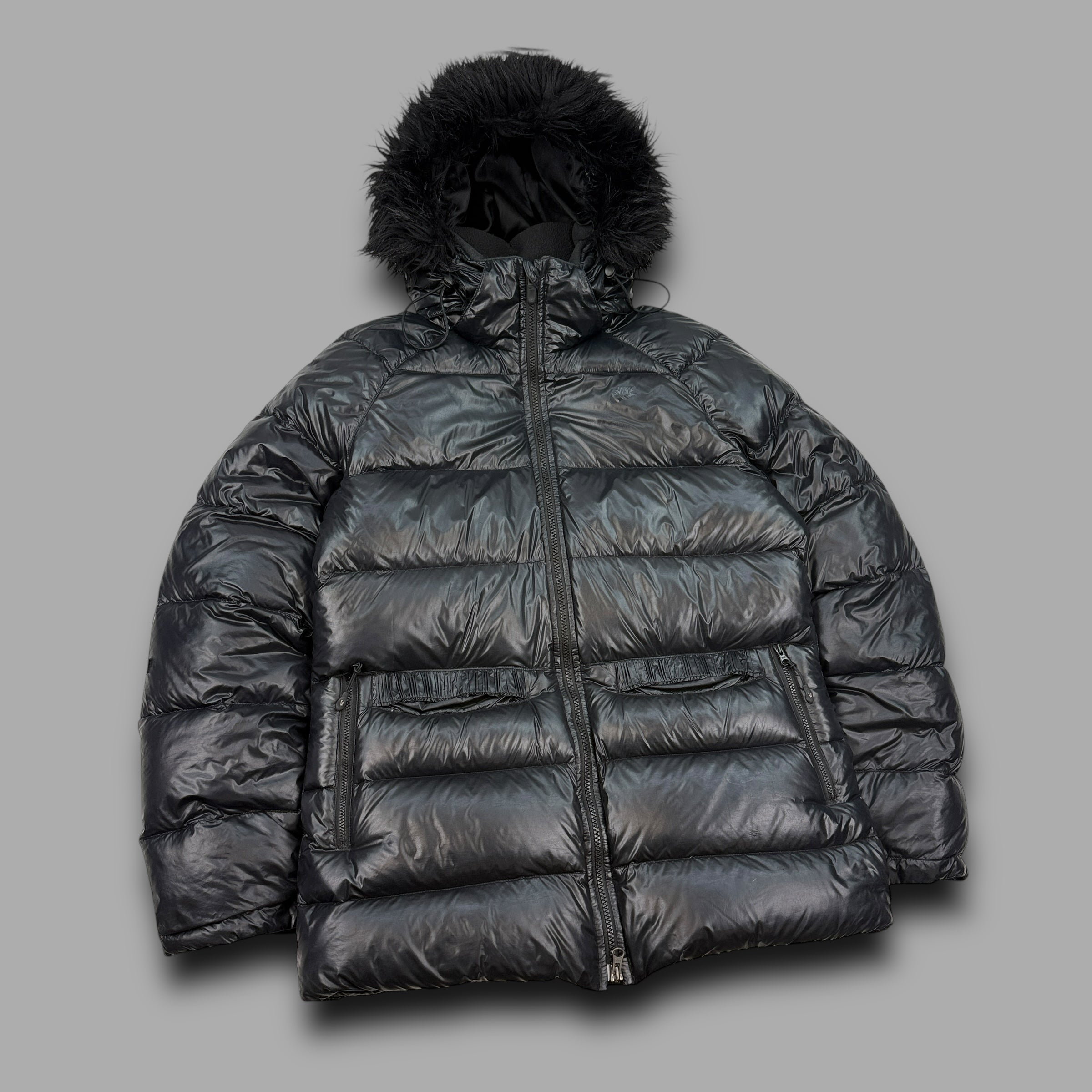 Nike 2000's technical fur hood downfilled shimmer parka jacket (M) wms