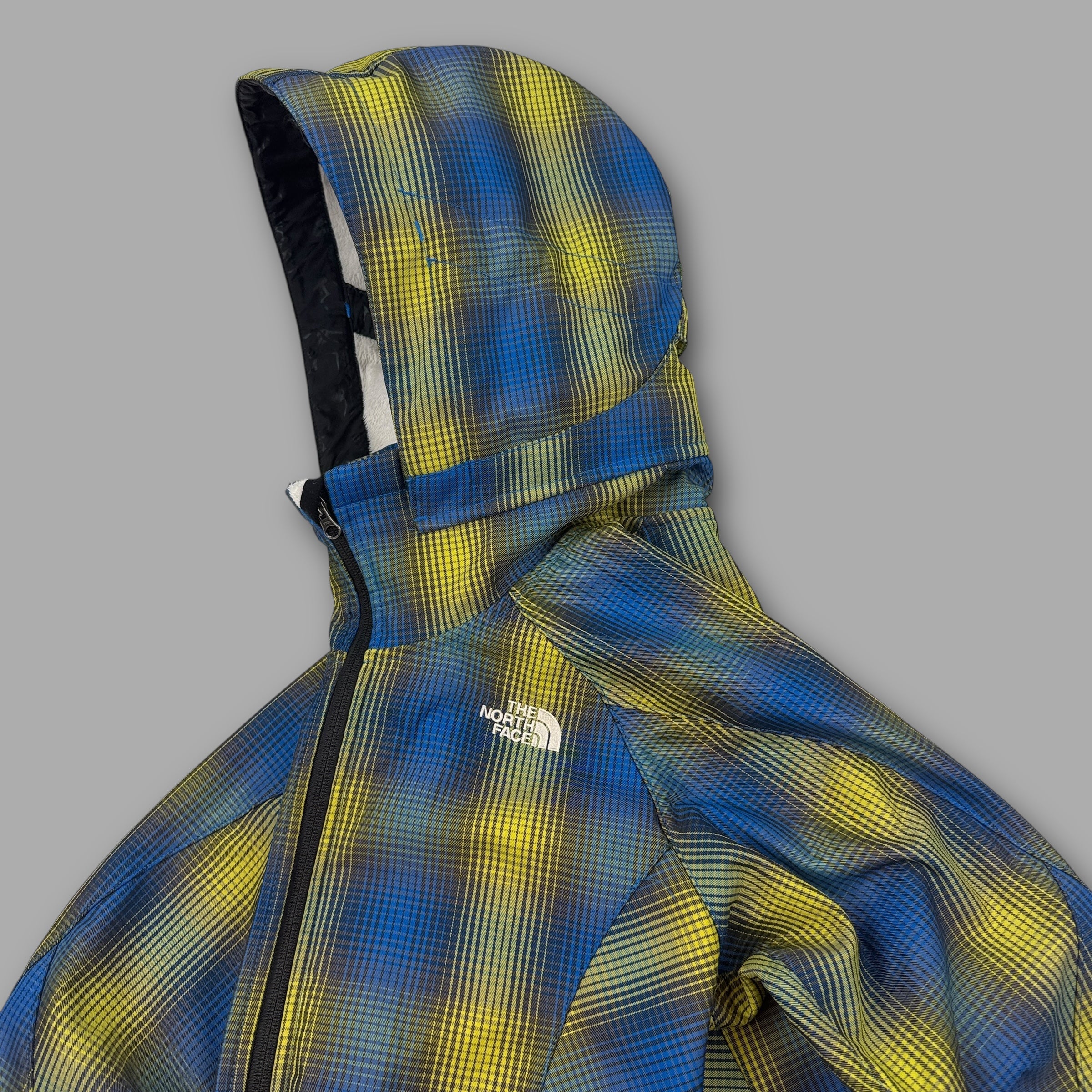 The north face 2005 technical plaid fleece lined softshell jacket (M) wms