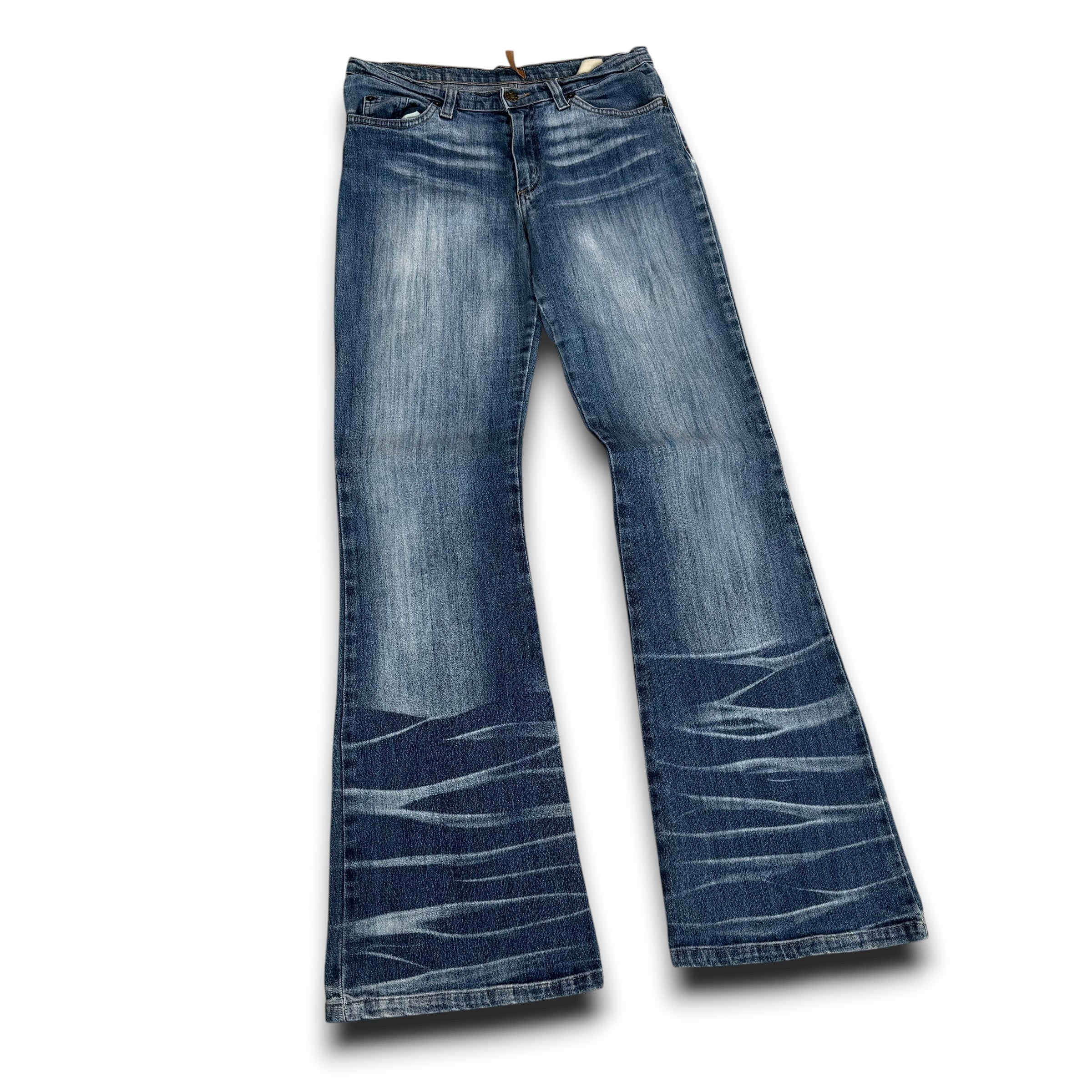 AMNs 2000's fitted washed denim bootcut flare jeans (S)