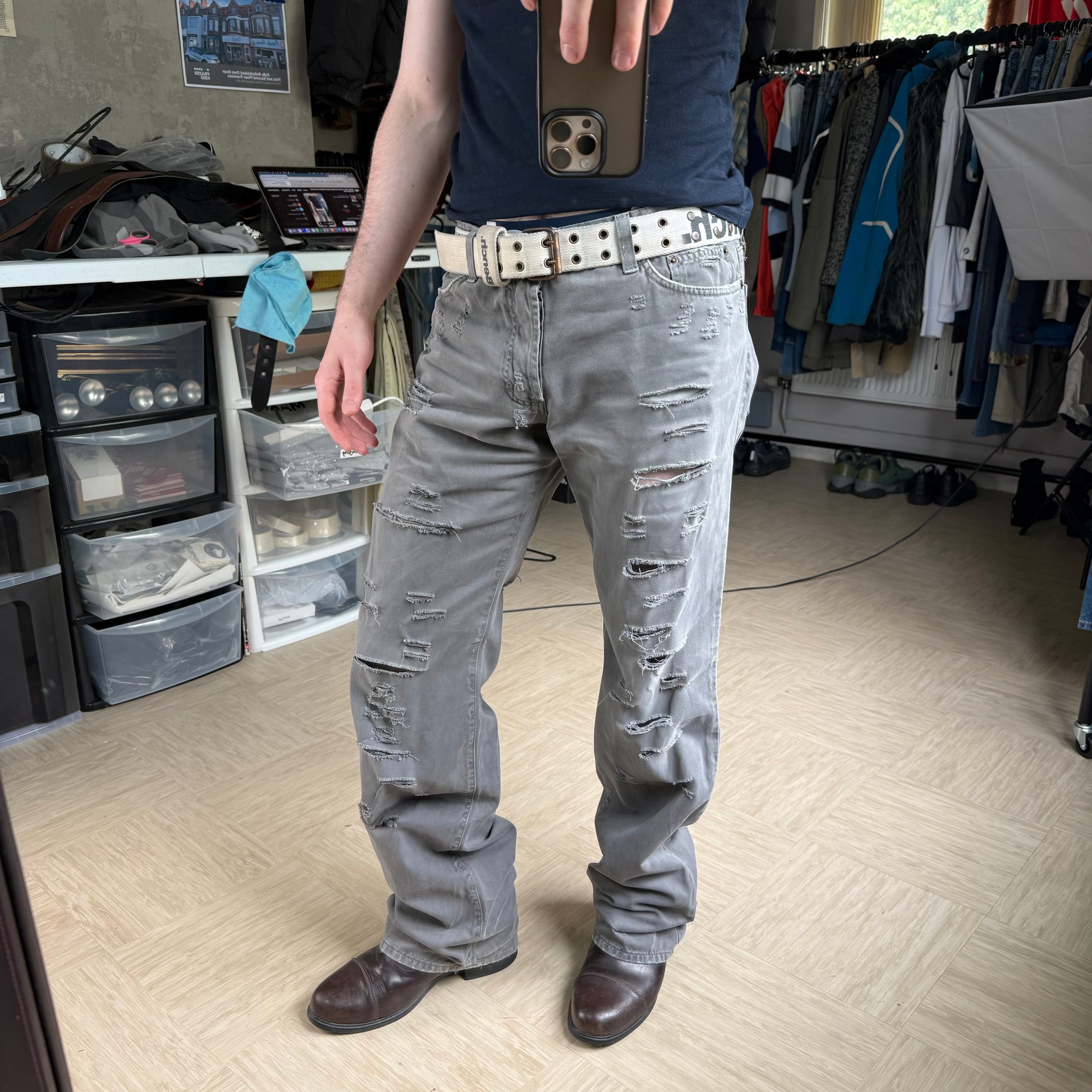 Dolce and gabanna 2000's relaxed straight leg baggy ripped denim jeans (M)