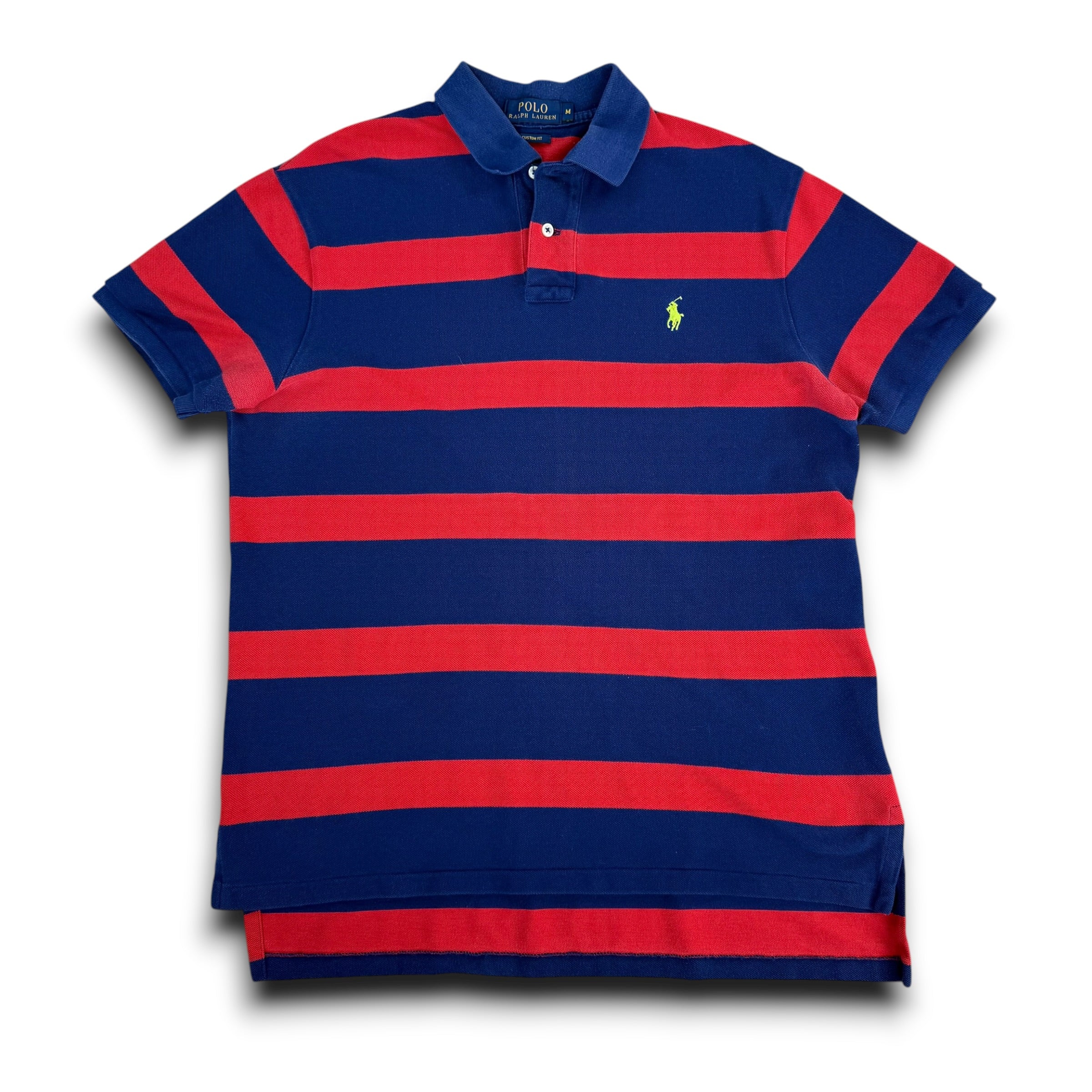 Ralph Lauren 2000's embroidered horizontal stripe button up polo shirt (M)
